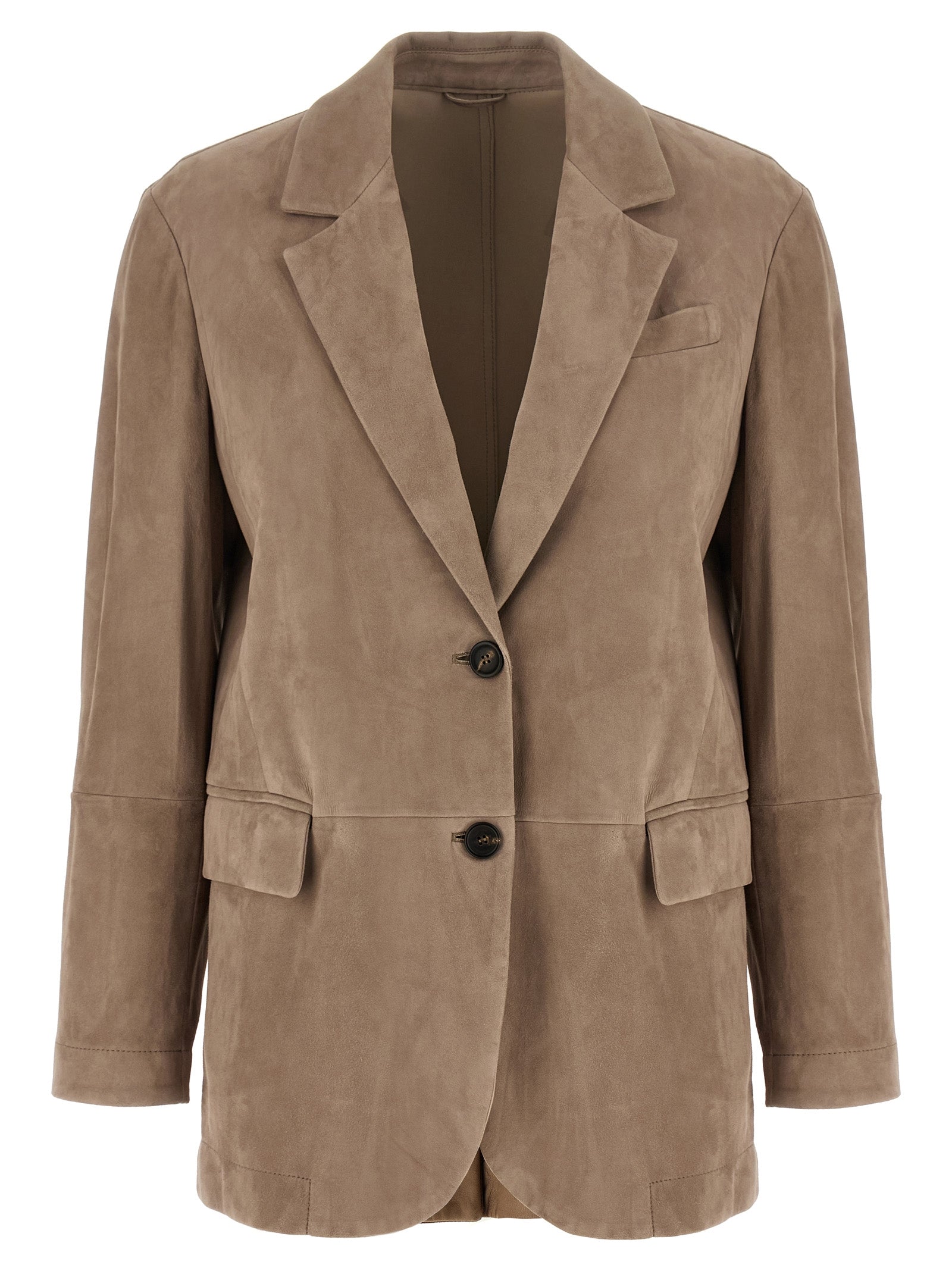 Brunello Cucinelli Beige Lamb Leather Blazer Brunello Cucinelli