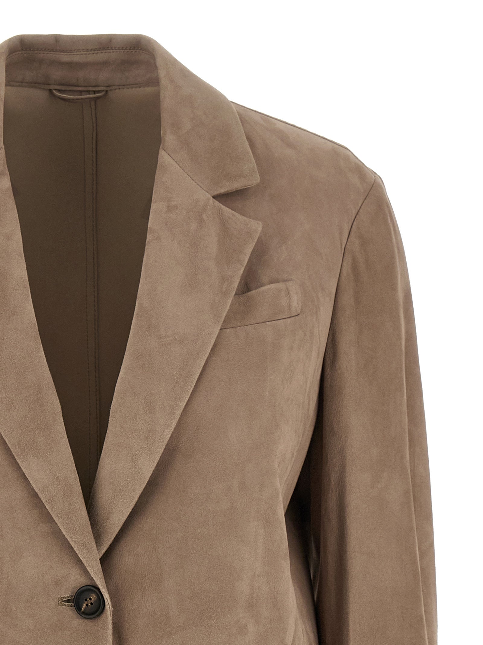 Brunello Cucinelli Beige Lamb Leather Blazer Brunello Cucinelli