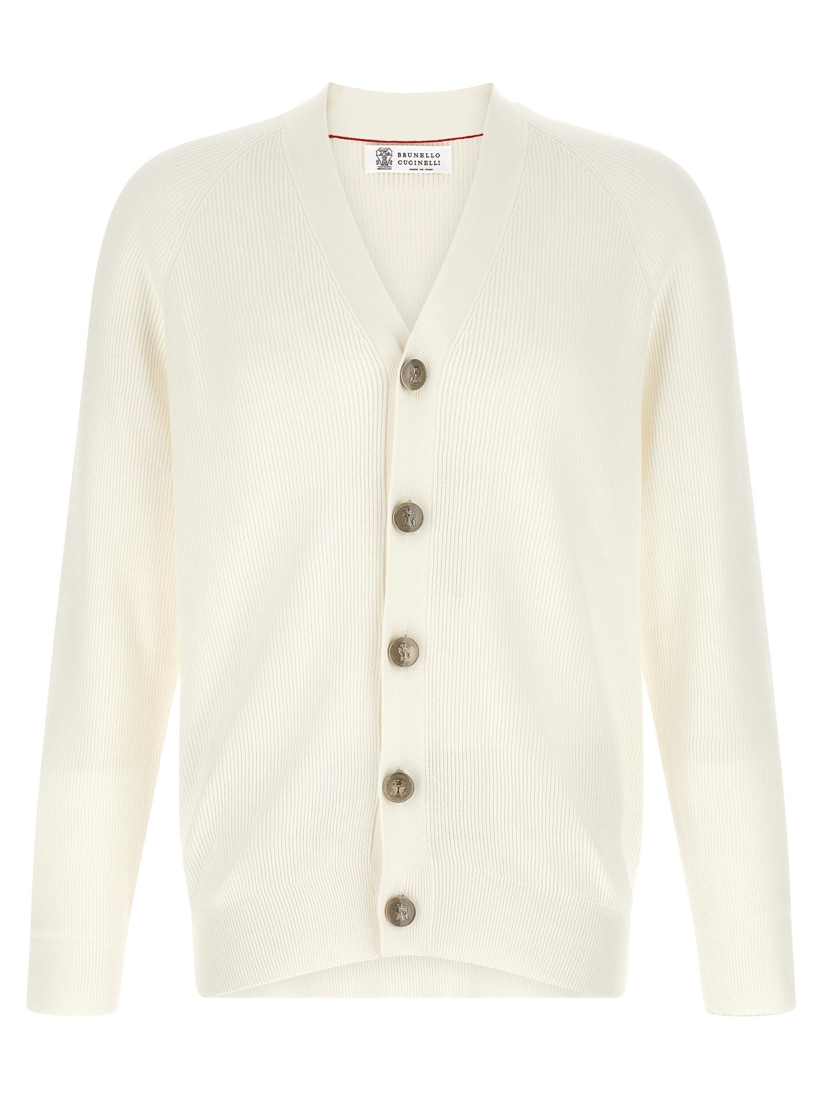 Brunello Cucinelli White Cotton Cardigan Brunello Cucinelli