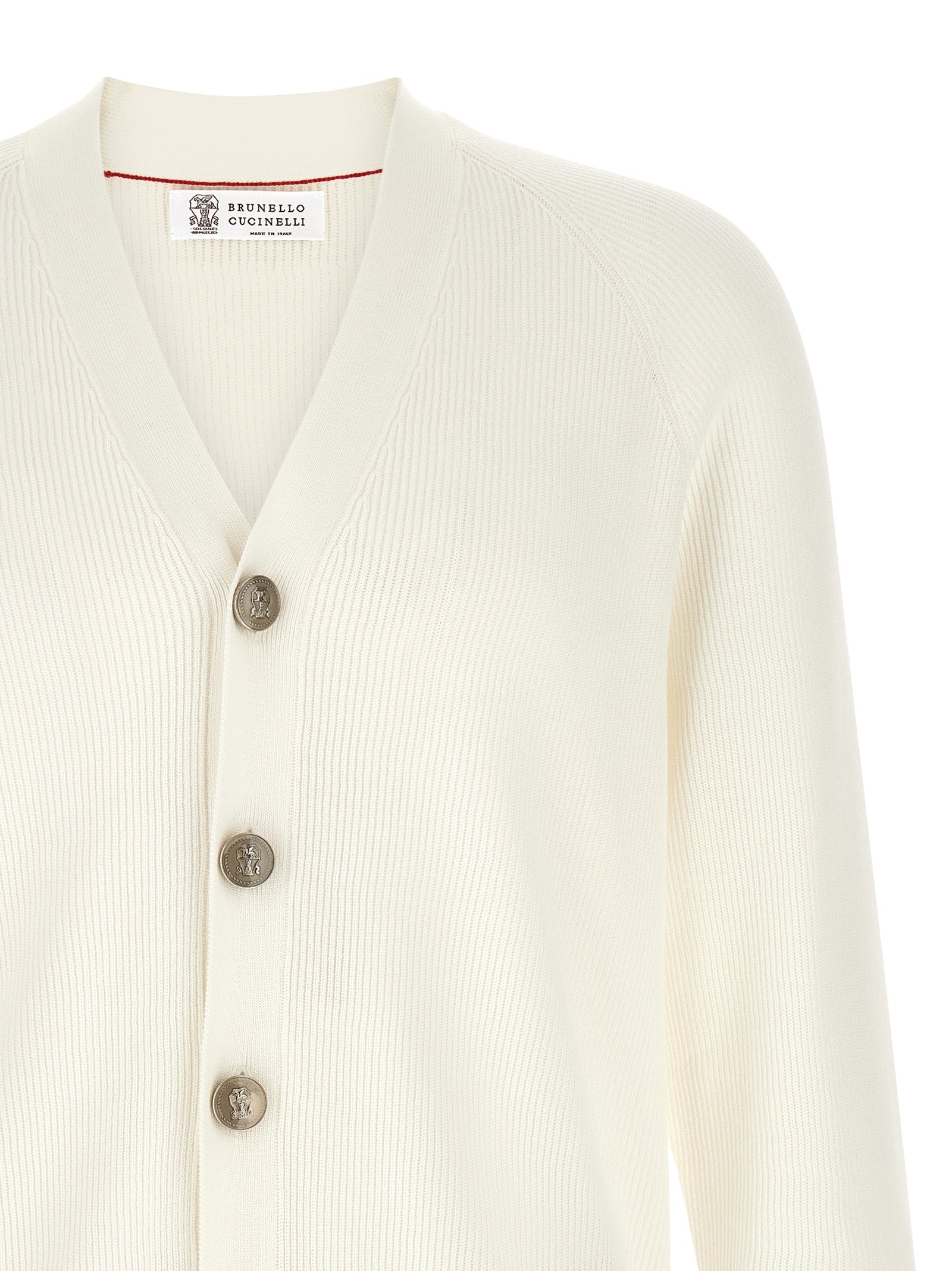 Brunello Cucinelli White Cotton Cardigan Brunello Cucinelli
