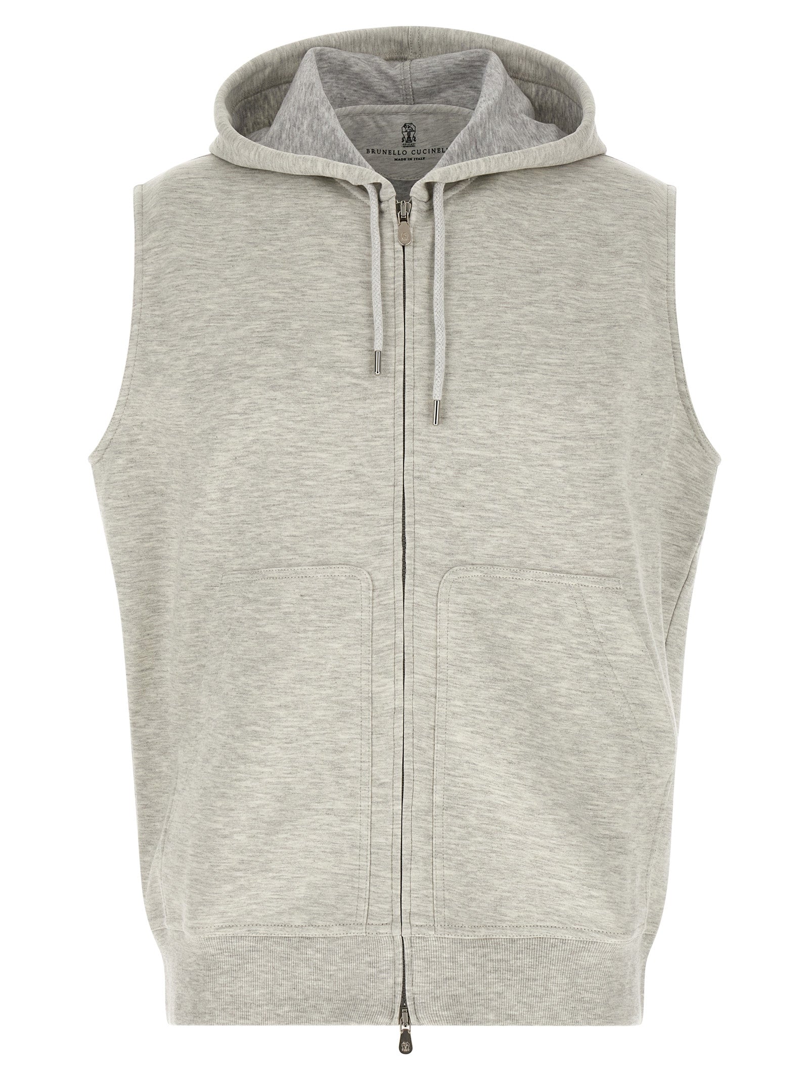 Brunello Cucinelli Gray Cotton Sleeveless Jacket Brunello Cucinelli