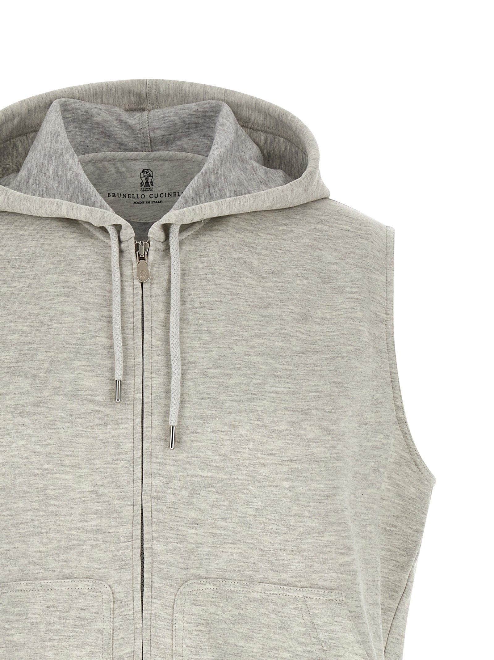 Brunello Cucinelli Gray Cotton Sleeveless Jacket Brunello Cucinelli
