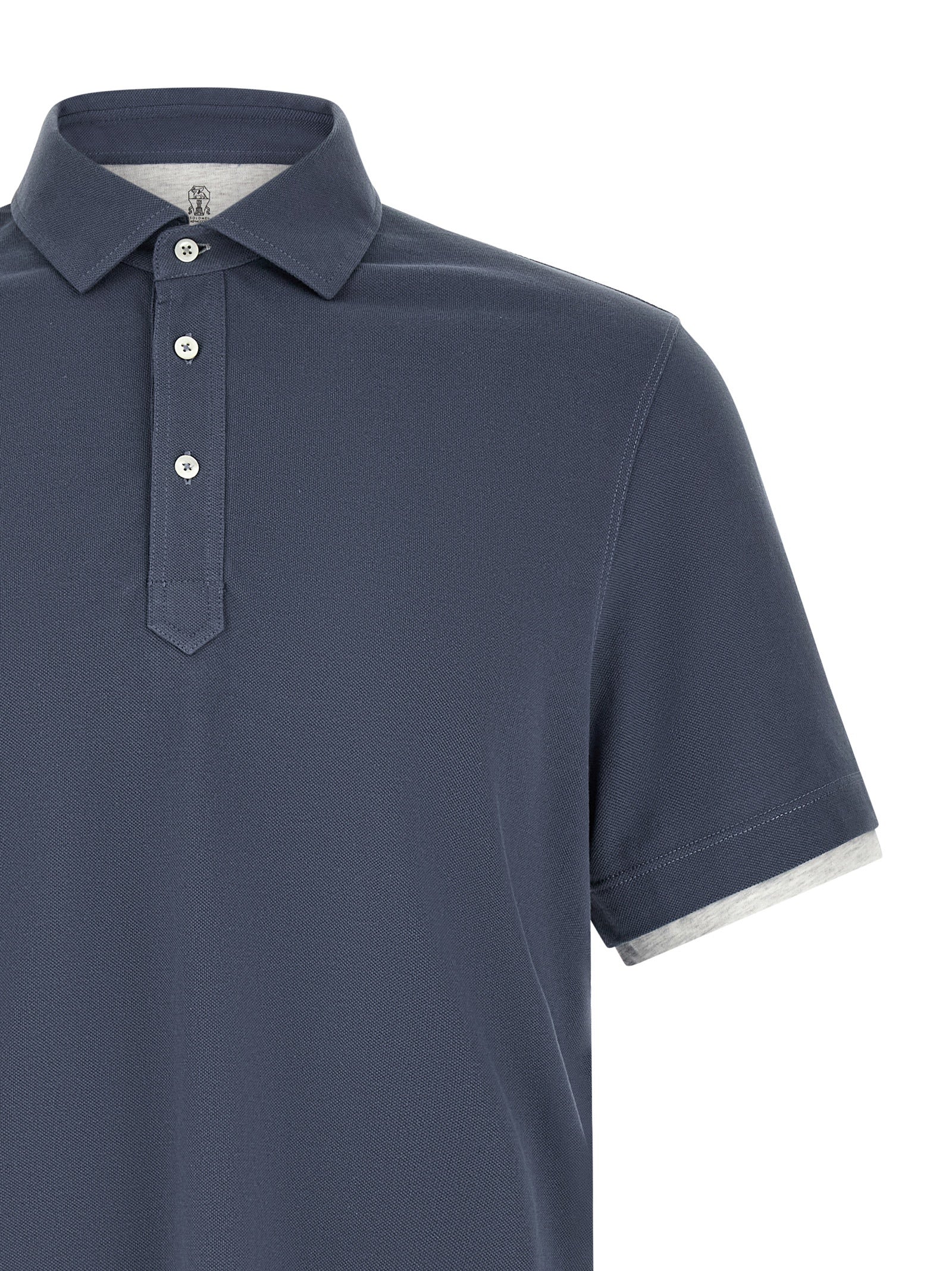 Brunello Cucinelli Blue Cotton Polo Shirt Brunello Cucinelli