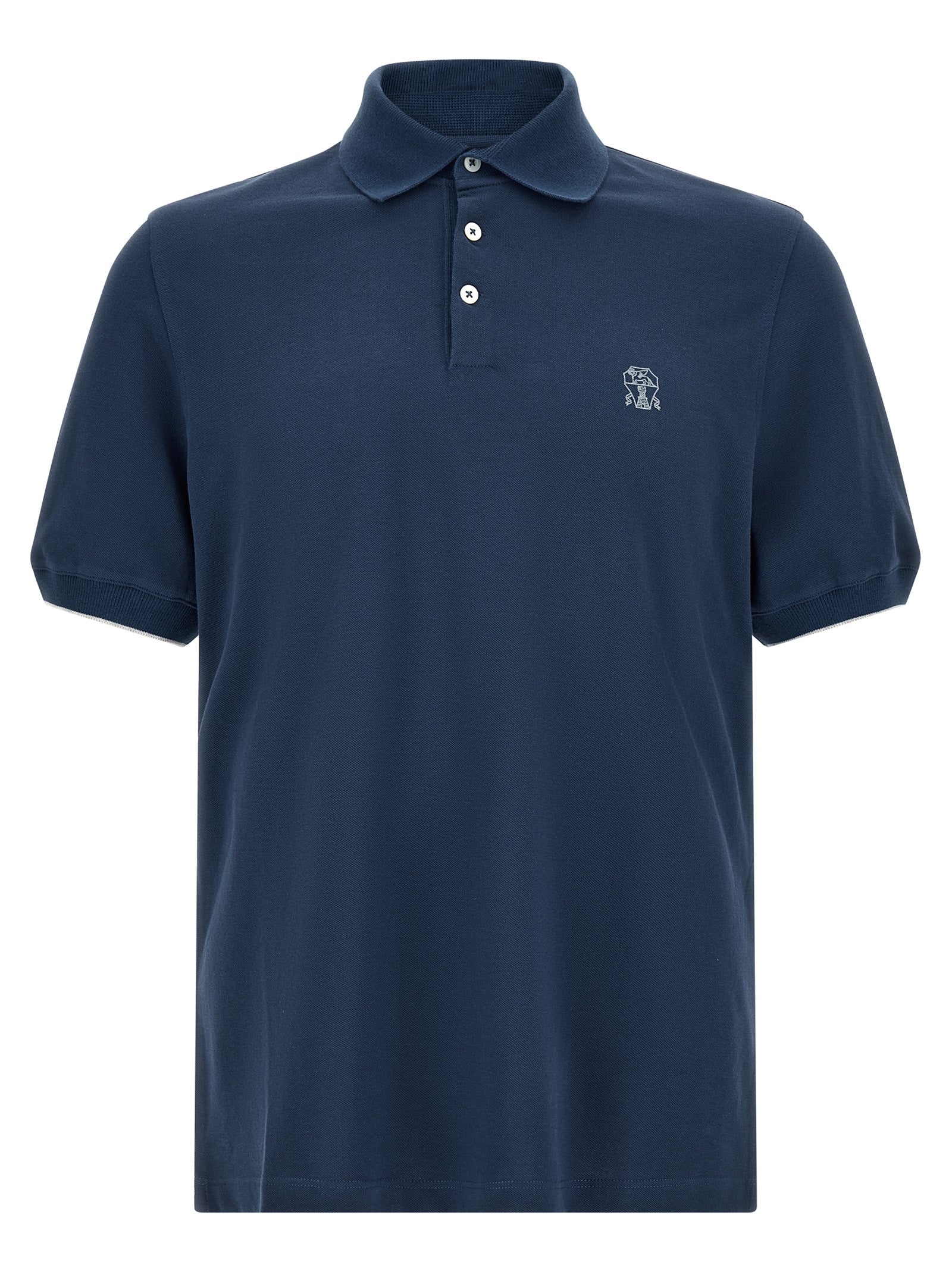 Brunello Cucinelli Blue Cotton Polo Shirt Brunello Cucinelli
