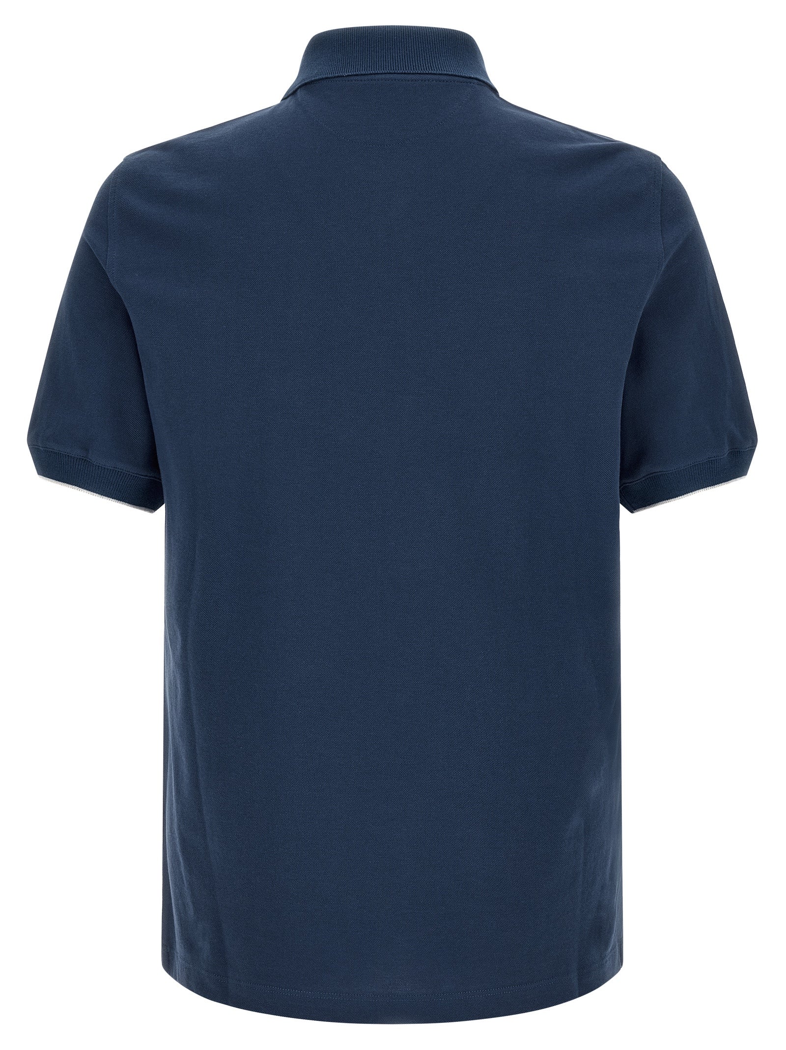 Brunello Cucinelli Blue Cotton Polo Shirt Brunello Cucinelli