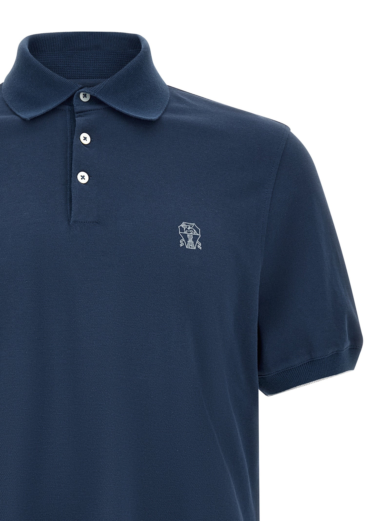 Brunello Cucinelli Blue Cotton Polo Shirt Brunello Cucinelli