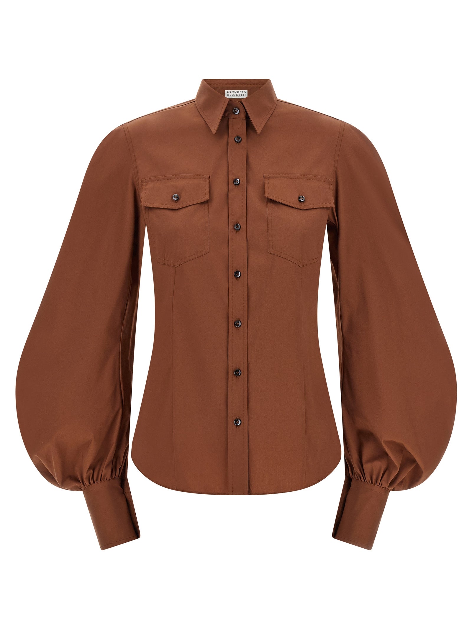 Brunello Cucinelli Brown Cotton Blouse Brunello Cucinelli