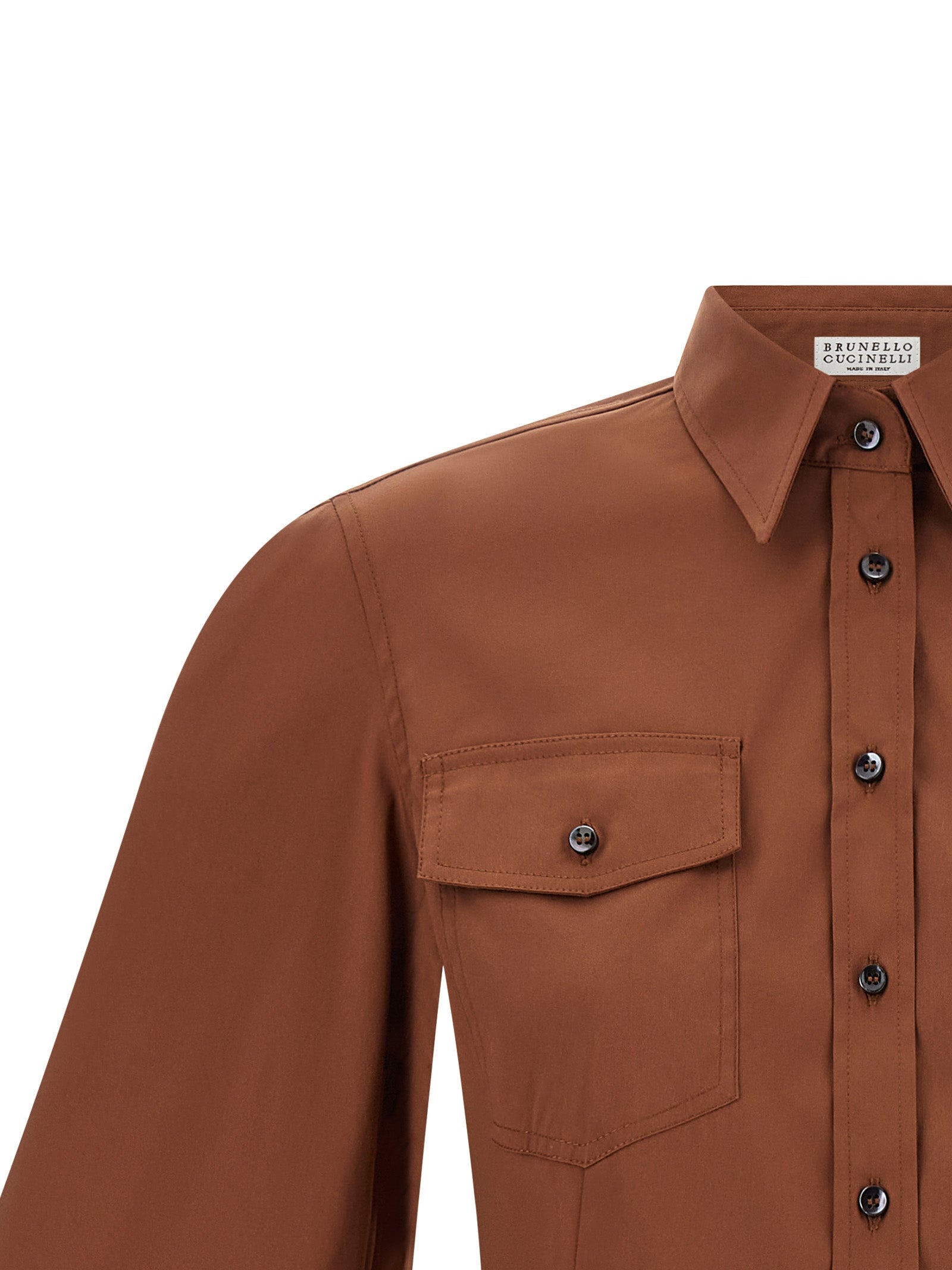 Brunello Cucinelli Brown Cotton Blouse Brunello Cucinelli
