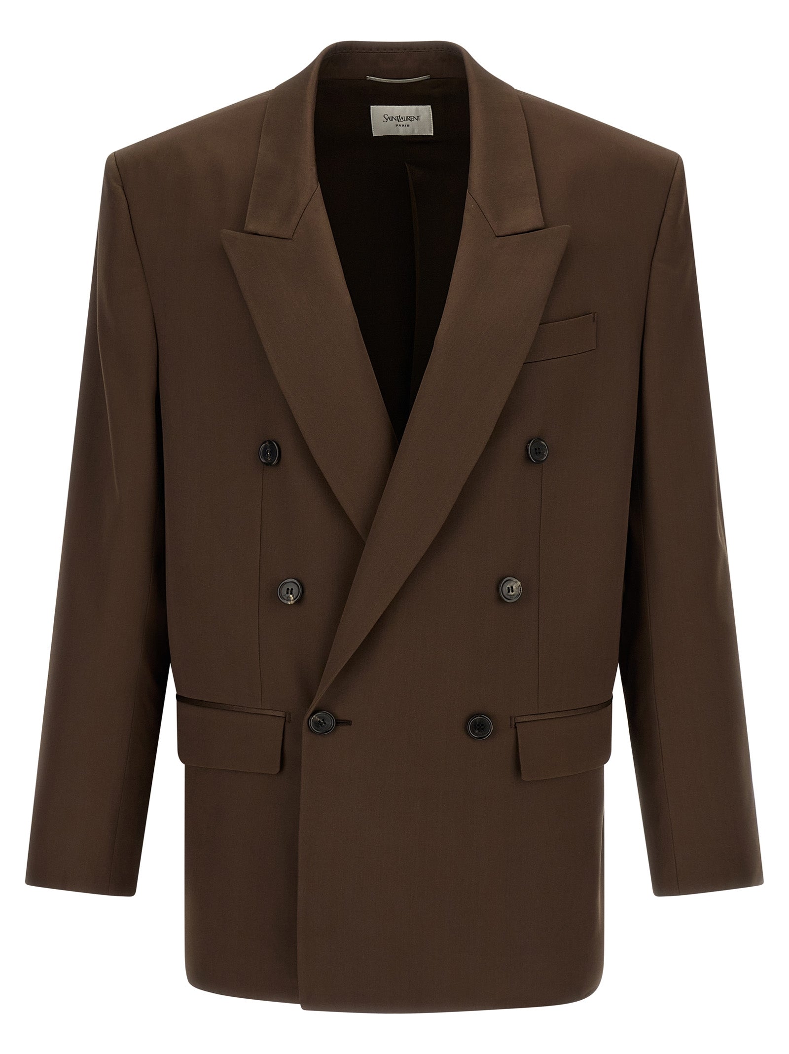 Saint Laurent Brown Silk Blazer Saint Laurent