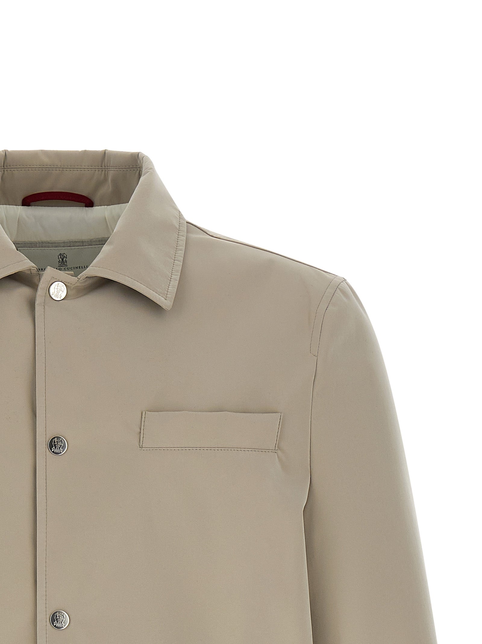 Brunello Cucinelli Gray Polyester Full-Length Jacket Brunello Cucinelli