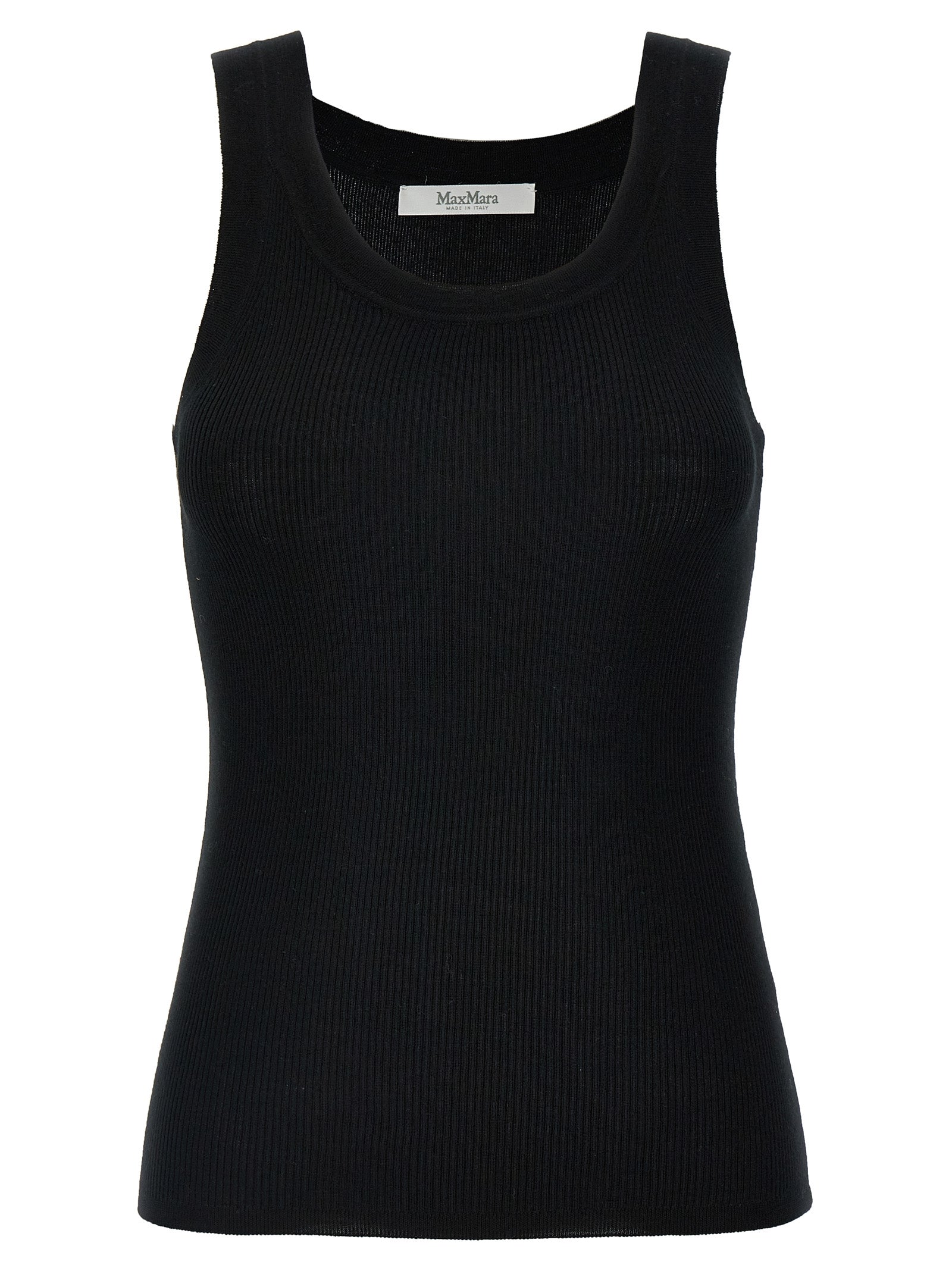 Max Mara Black Virgin Wool Sleeveles T-Shirt Max Mara