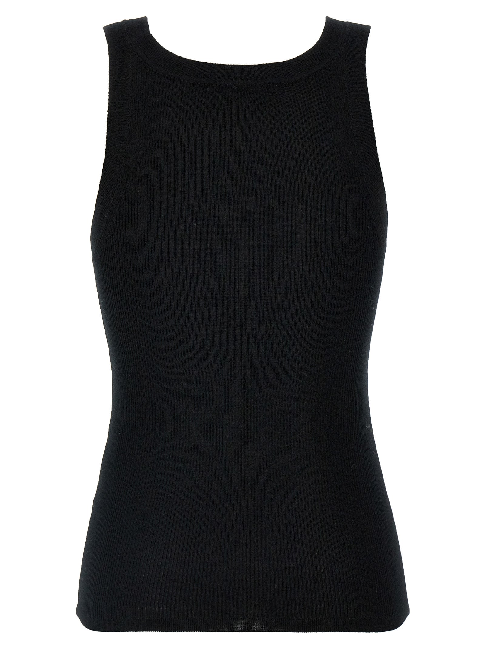 Max Mara Black Virgin Wool Sleeveles T-Shirt Max Mara