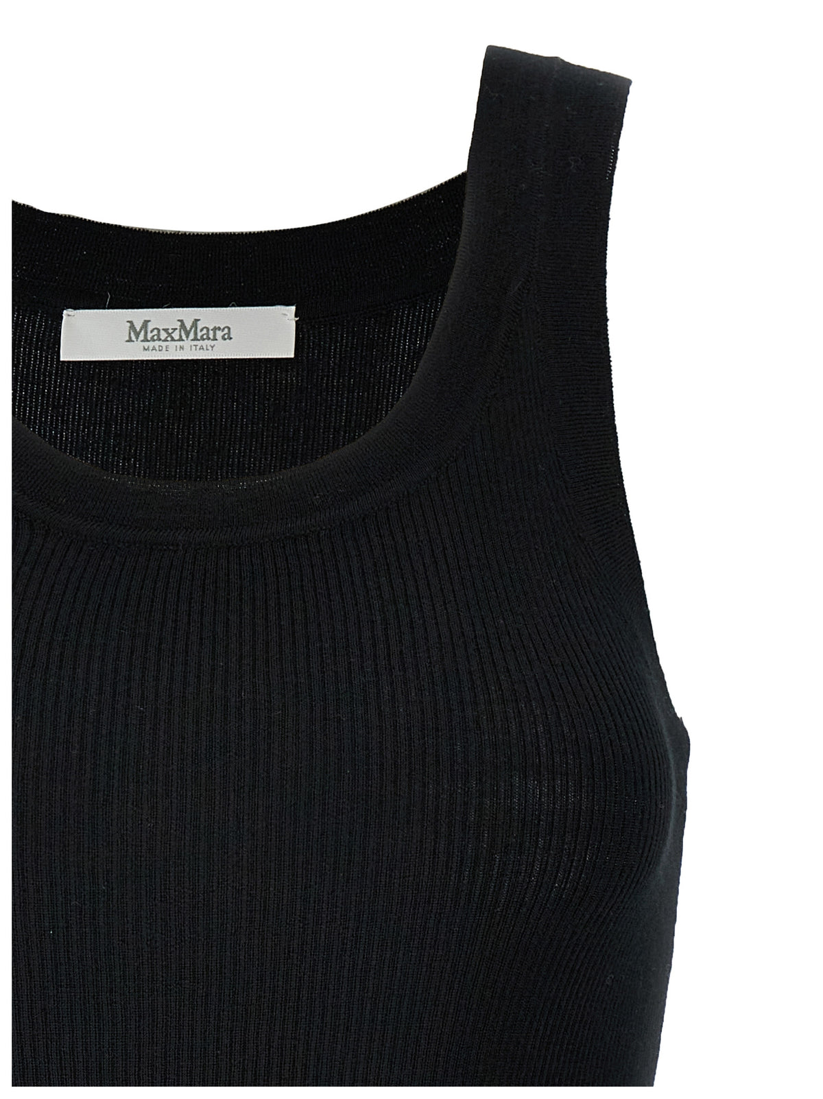 Max Mara Black Virgin Wool Sleeveles T-Shirt Max Mara