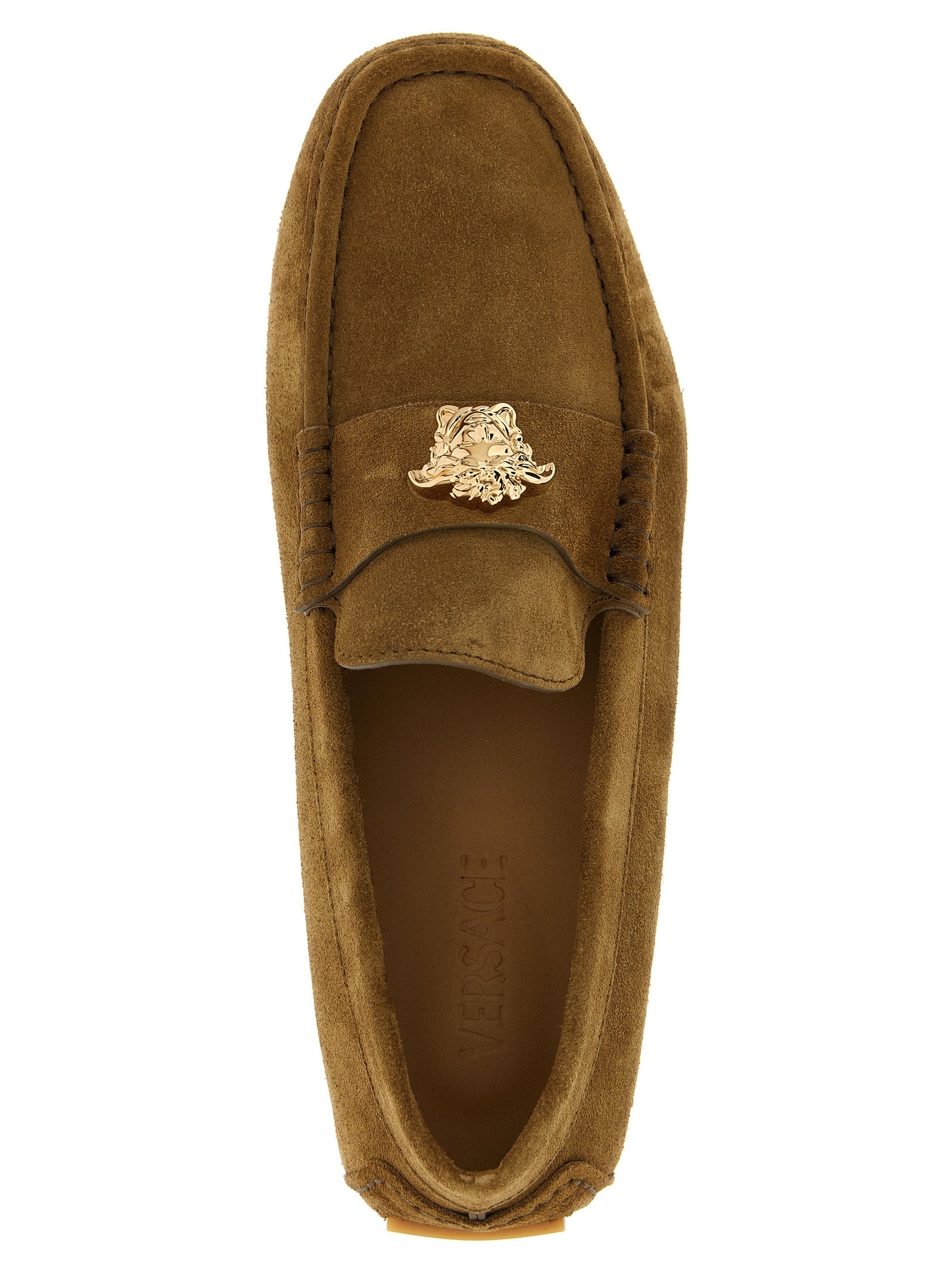 Versace Brown Calfskin Slip-On Loafers Versace