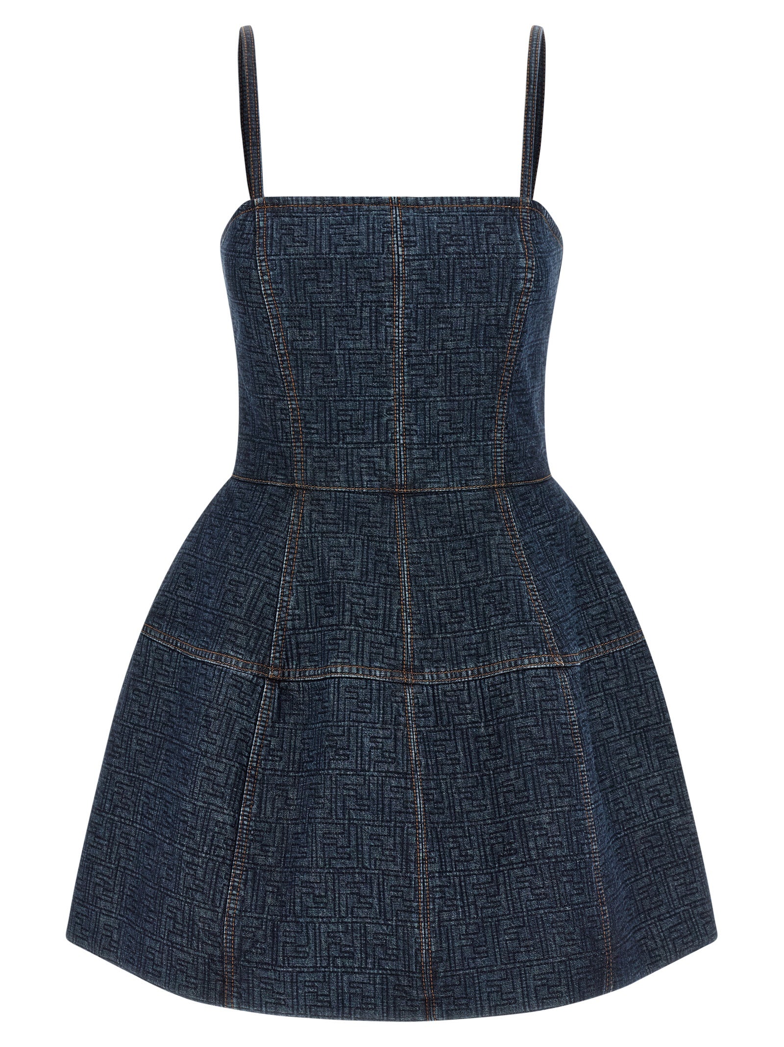 Fendi Blue Cotton Short Dress Fendi