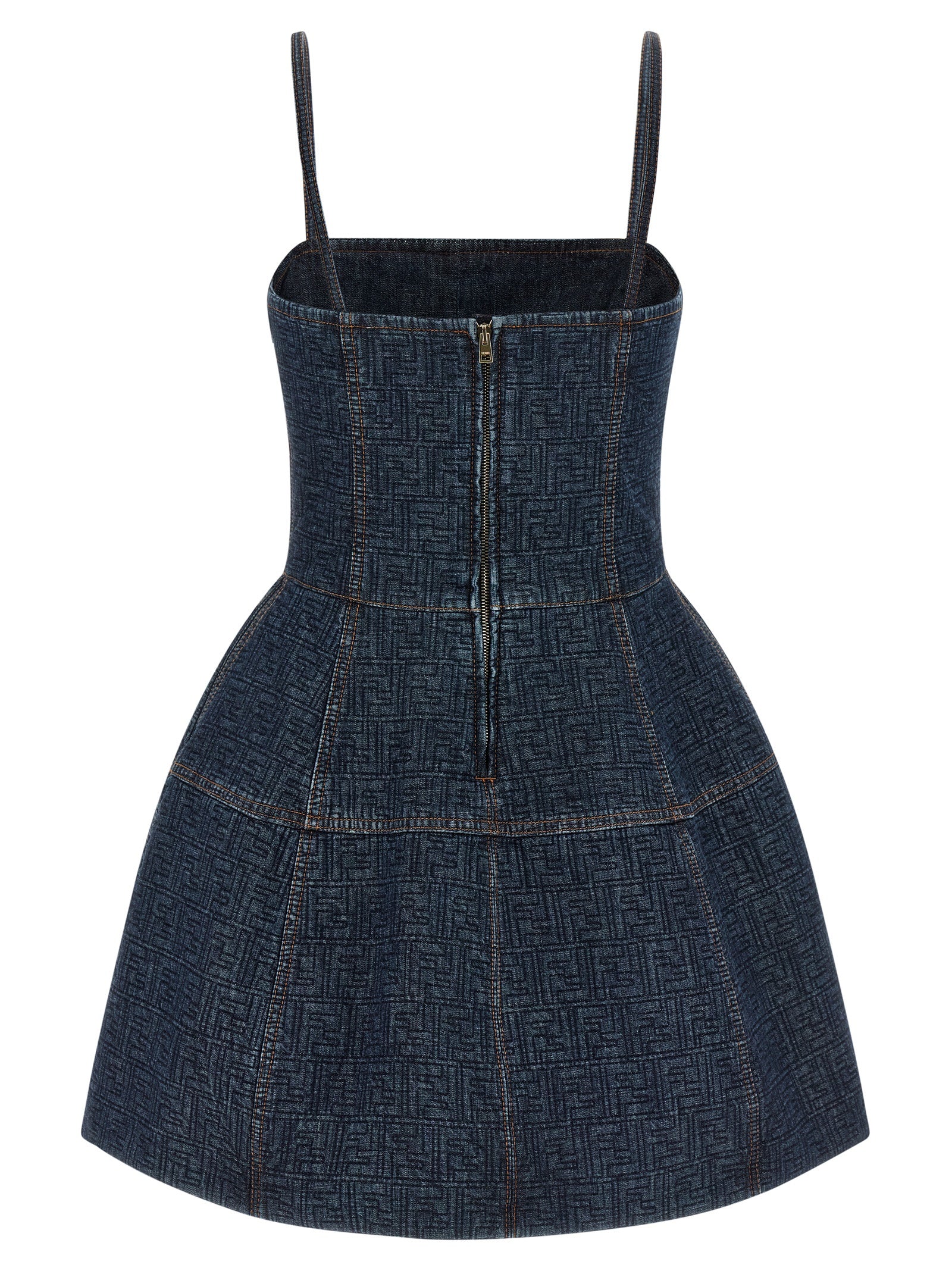 Fendi Blue Cotton Short Dress Fendi