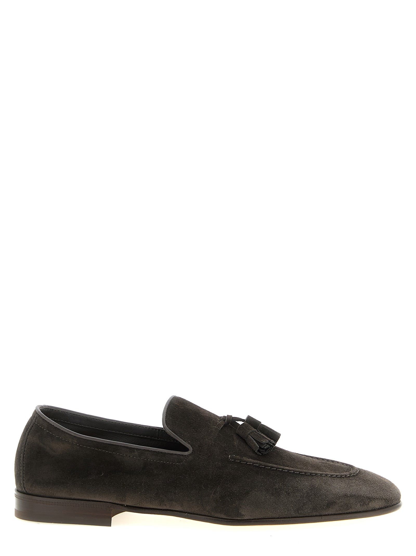 Brunello Cucinelli Gray Calfskin Slip-On Loafers Brunello Cucinelli