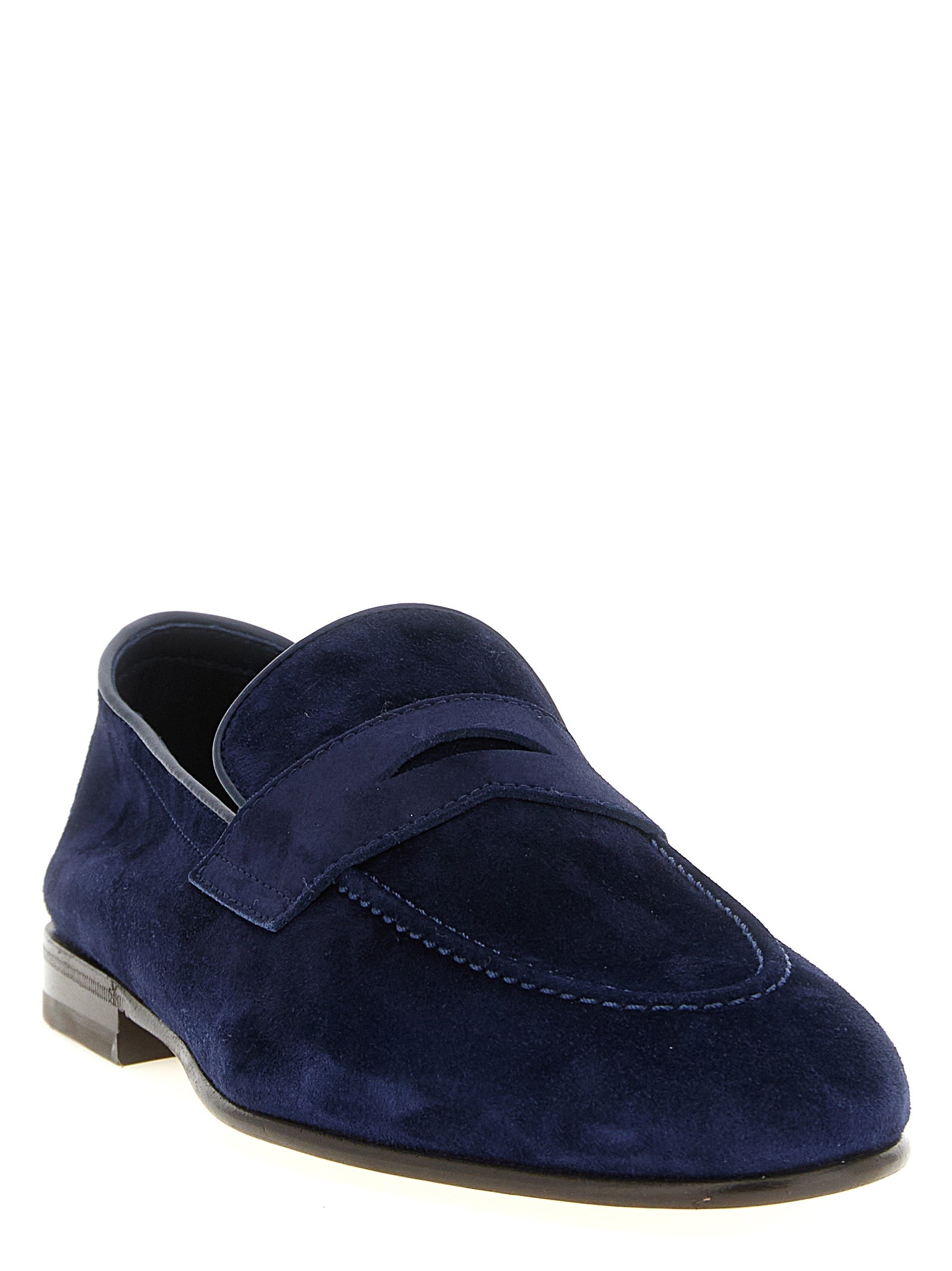 Brunello Cucinelli Blue Calfskin Slip-On Loafers Brunello Cucinelli