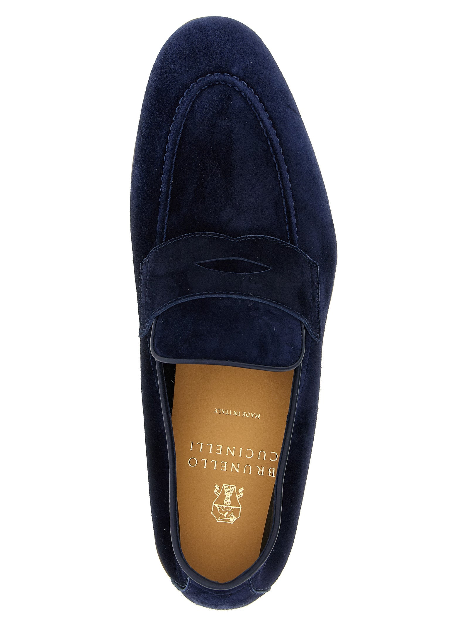 Brunello Cucinelli Blue Calfskin Slip-On Loafers Brunello Cucinelli
