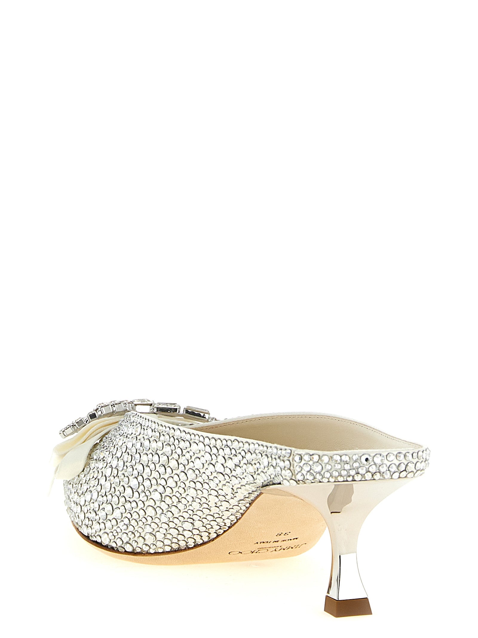 Jimmy Choo Silver Tencel Mid Heel Pumps Jimmy Choo