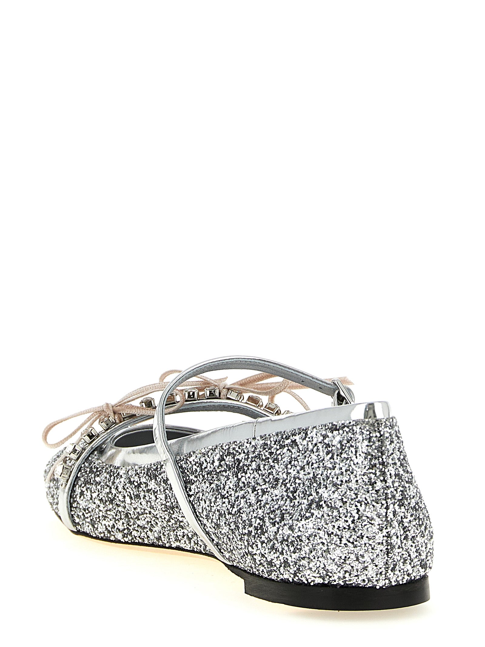 Jimmy Choo Silver Tencel Ballet Flats Jimmy Choo