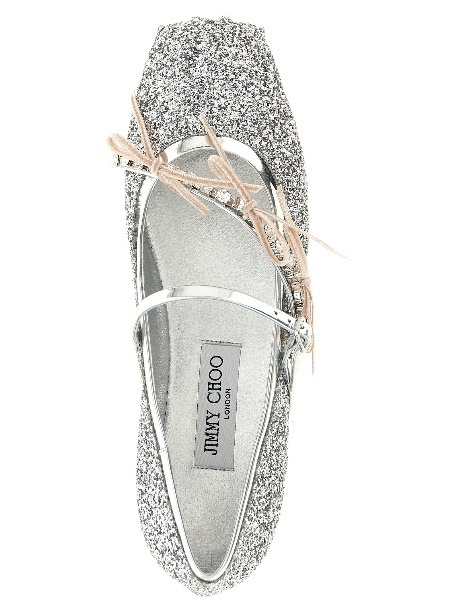 Jimmy Choo Silver Tencel Ballet Flats Jimmy Choo
