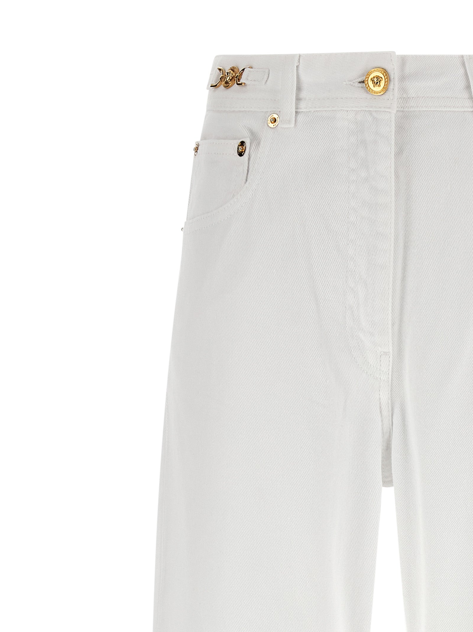 Versace White Cotton Straight-Leg Jeans Versace