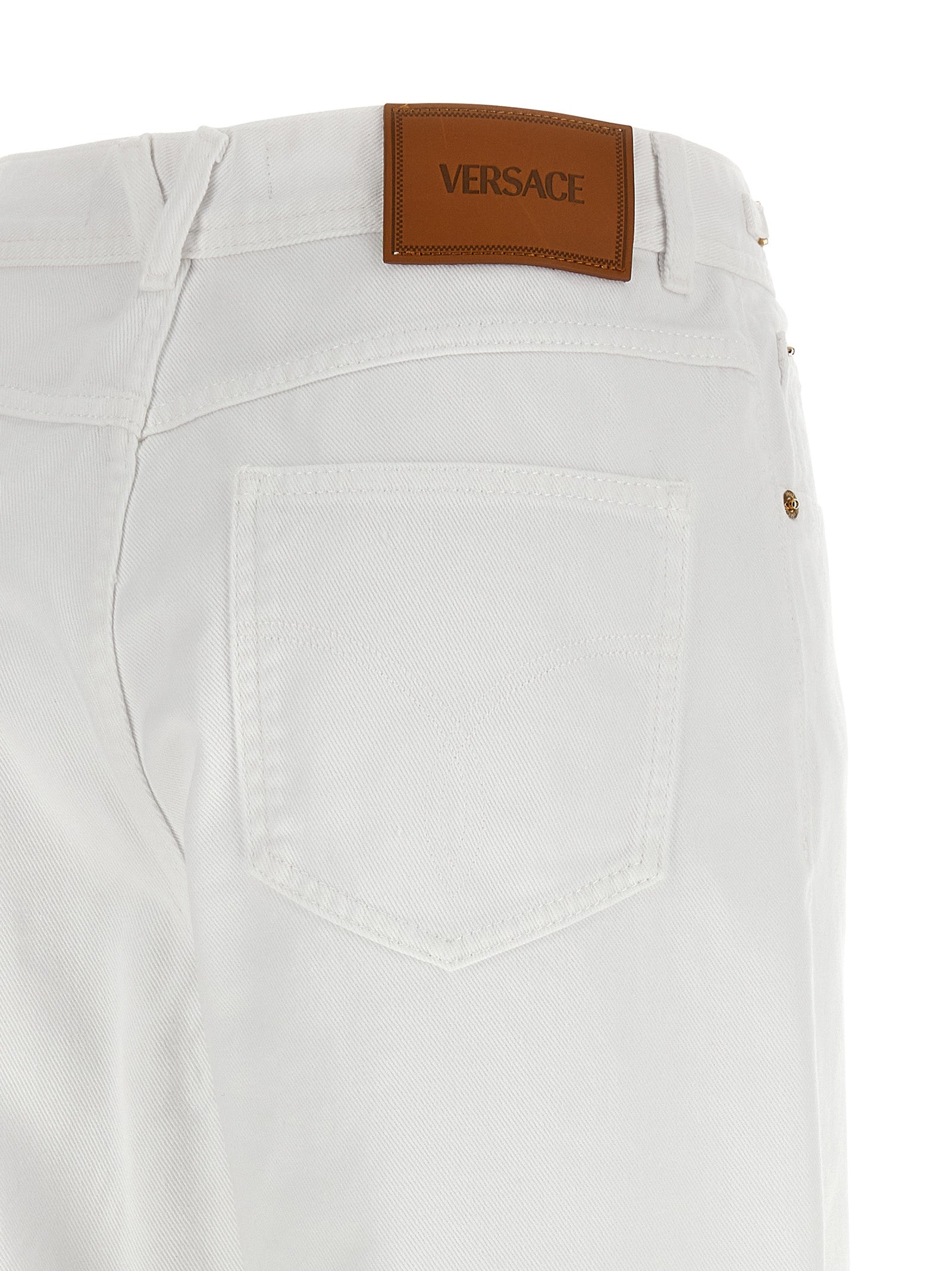 Versace White Cotton Straight-Leg Jeans Versace