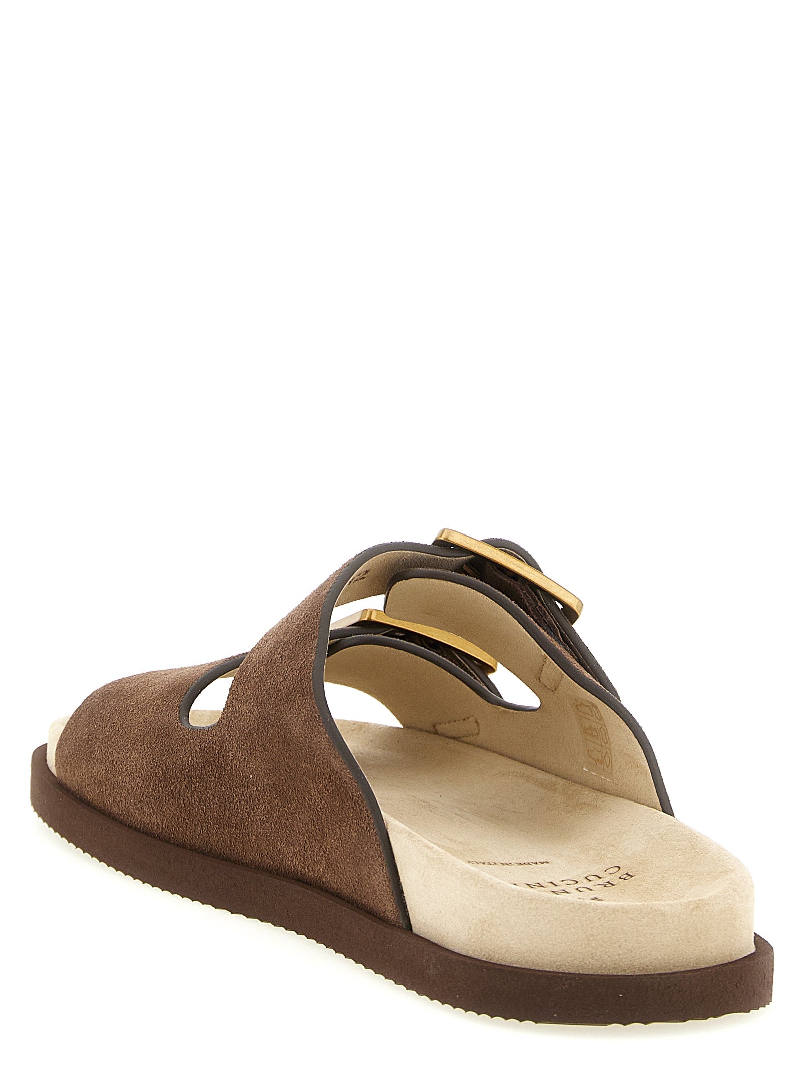 Brunello Cucinelli Brown Calfskin Slides Brunello Cucinelli