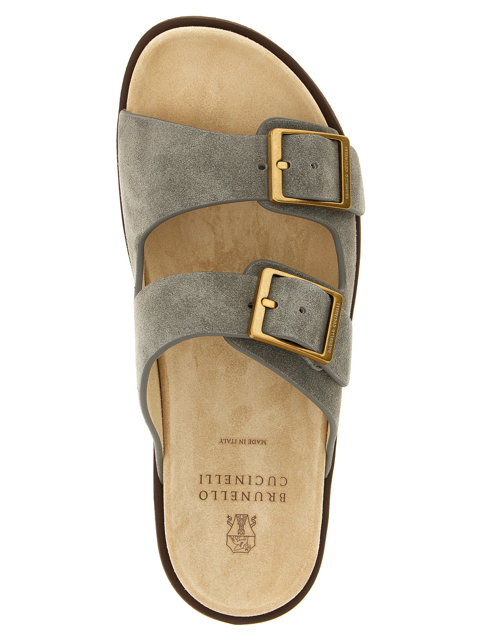 Brunello Cucinelli Gray Calfskin Slides
