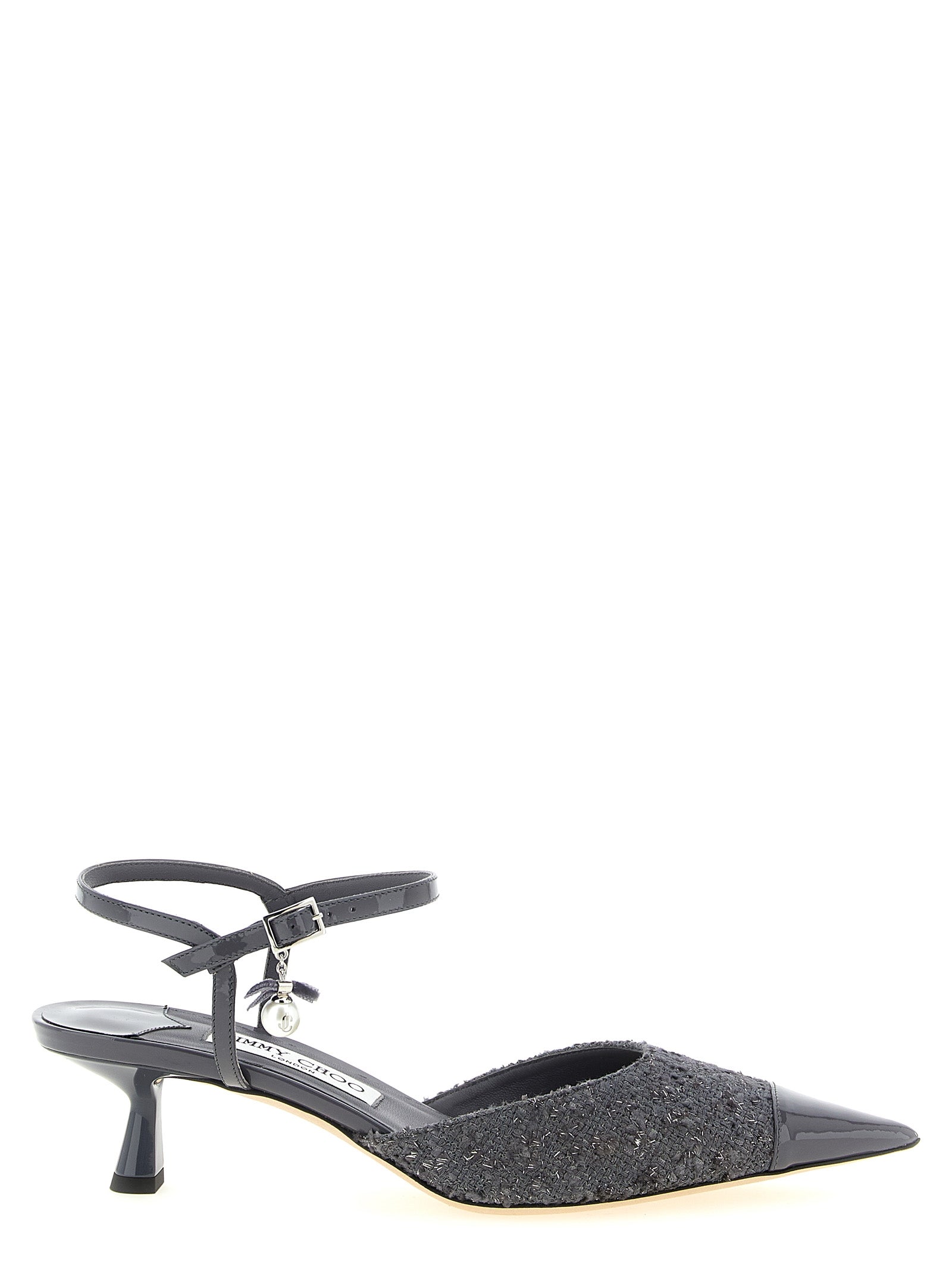 Jimmy Choo Gray Tencel Mid Heel Pumps Jimmy Choo