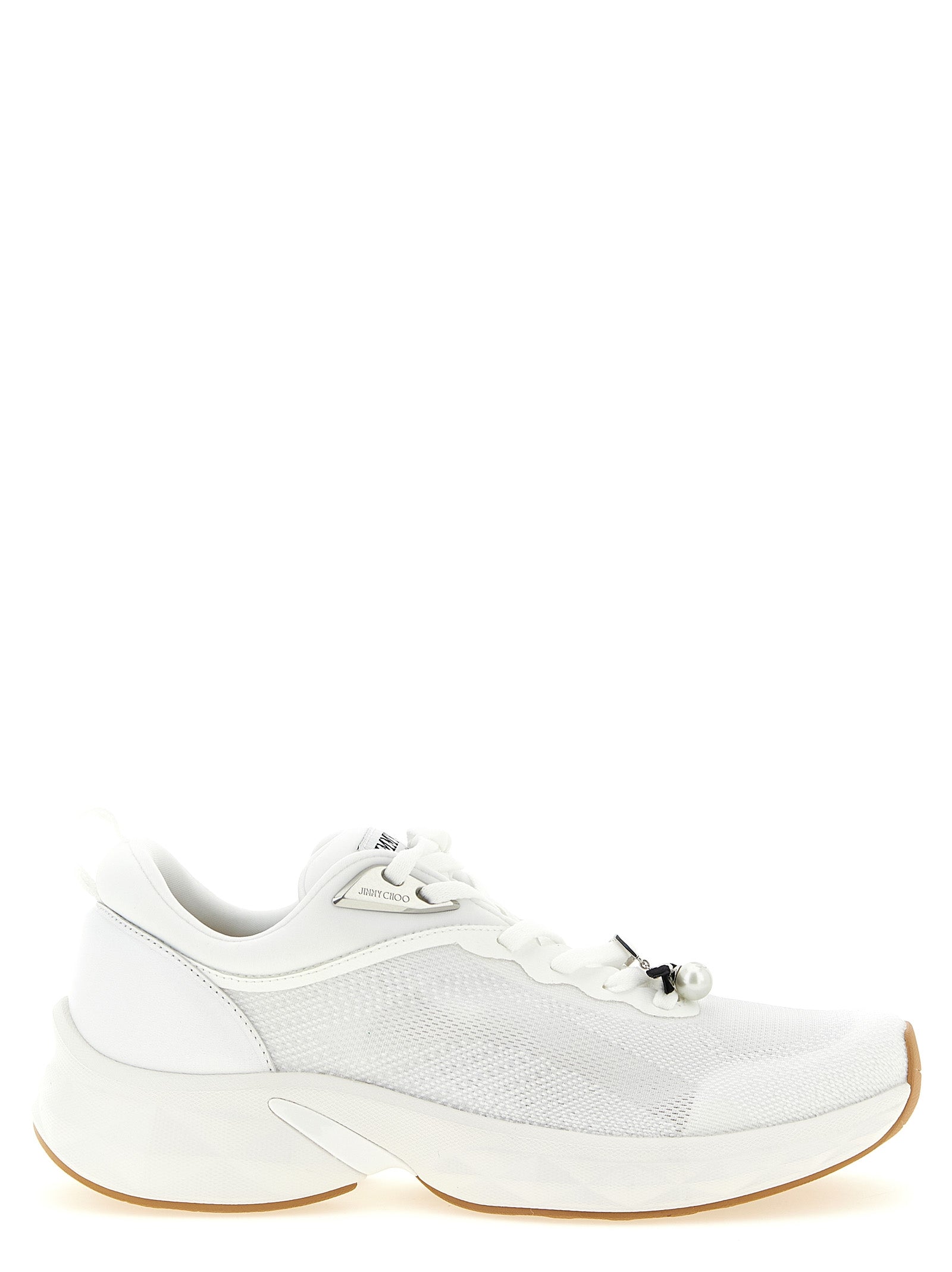 Jimmy Choo White Tencel Athletic Sneakers Jimmy Choo