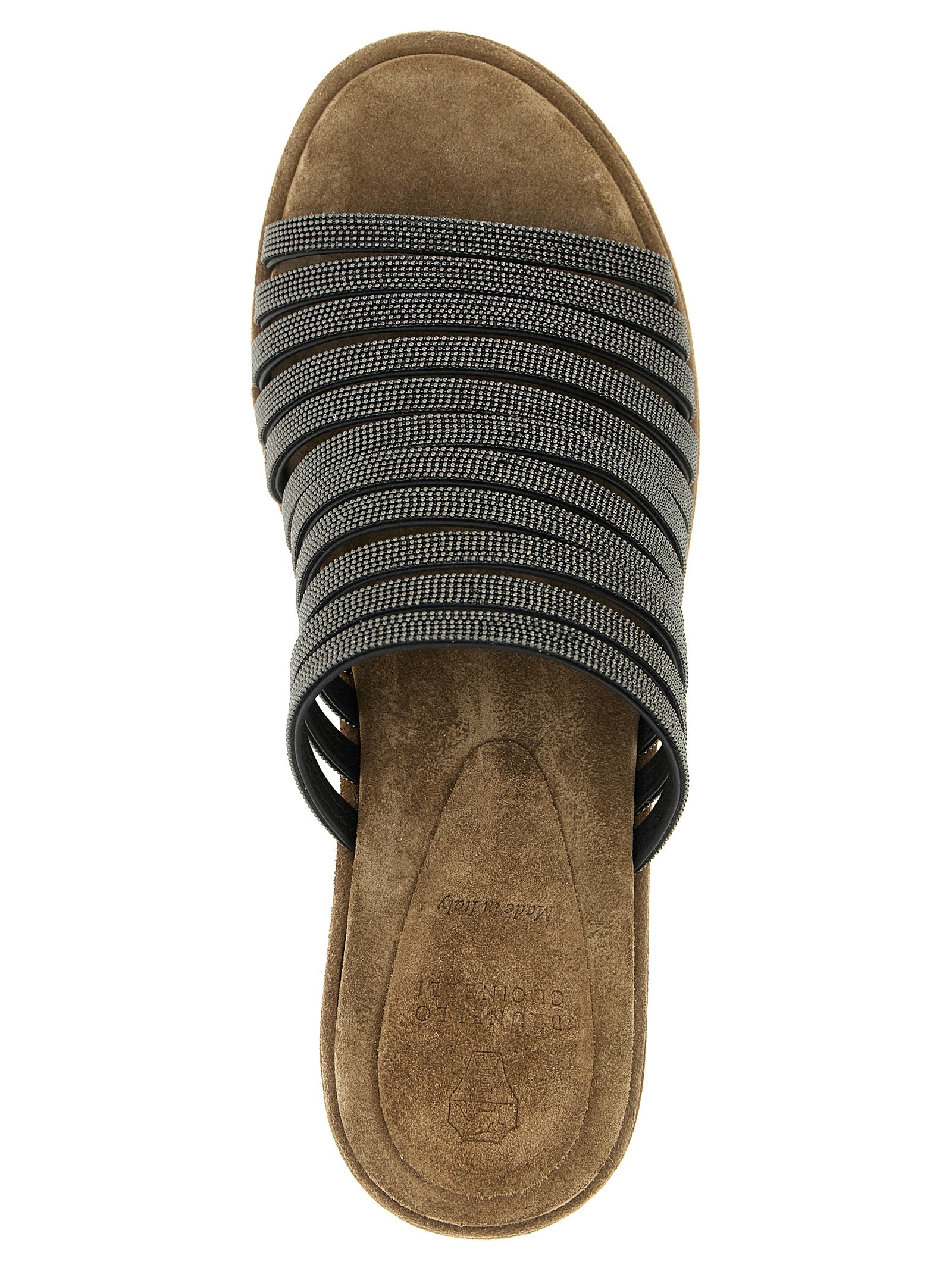 Brunello Cucinelli Brown Lamb Leather Wedge Sandals Brunello Cucinelli