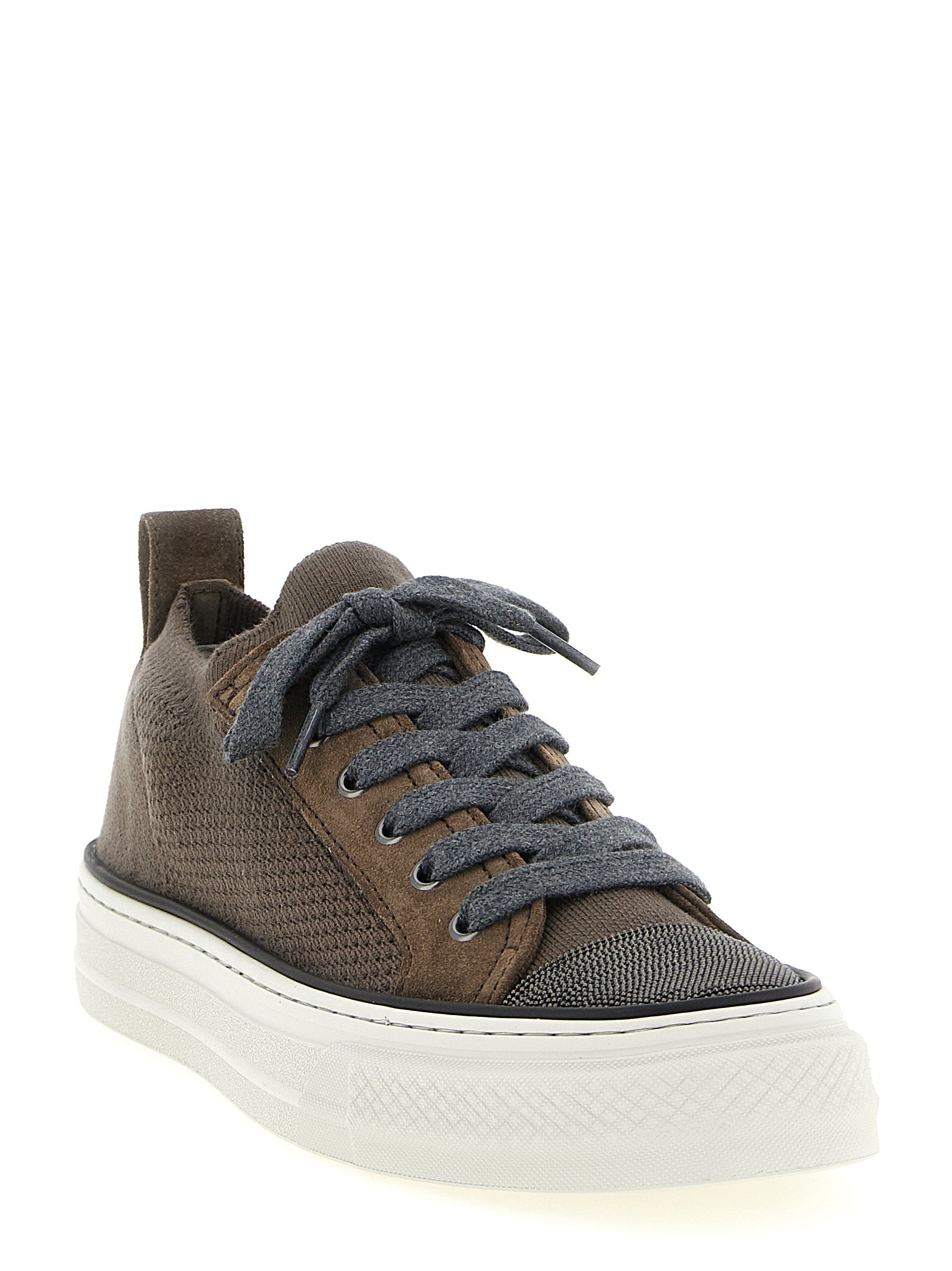 Brunello Cucinelli Brown Cotton Low Top Sneakers Brunello Cucinelli