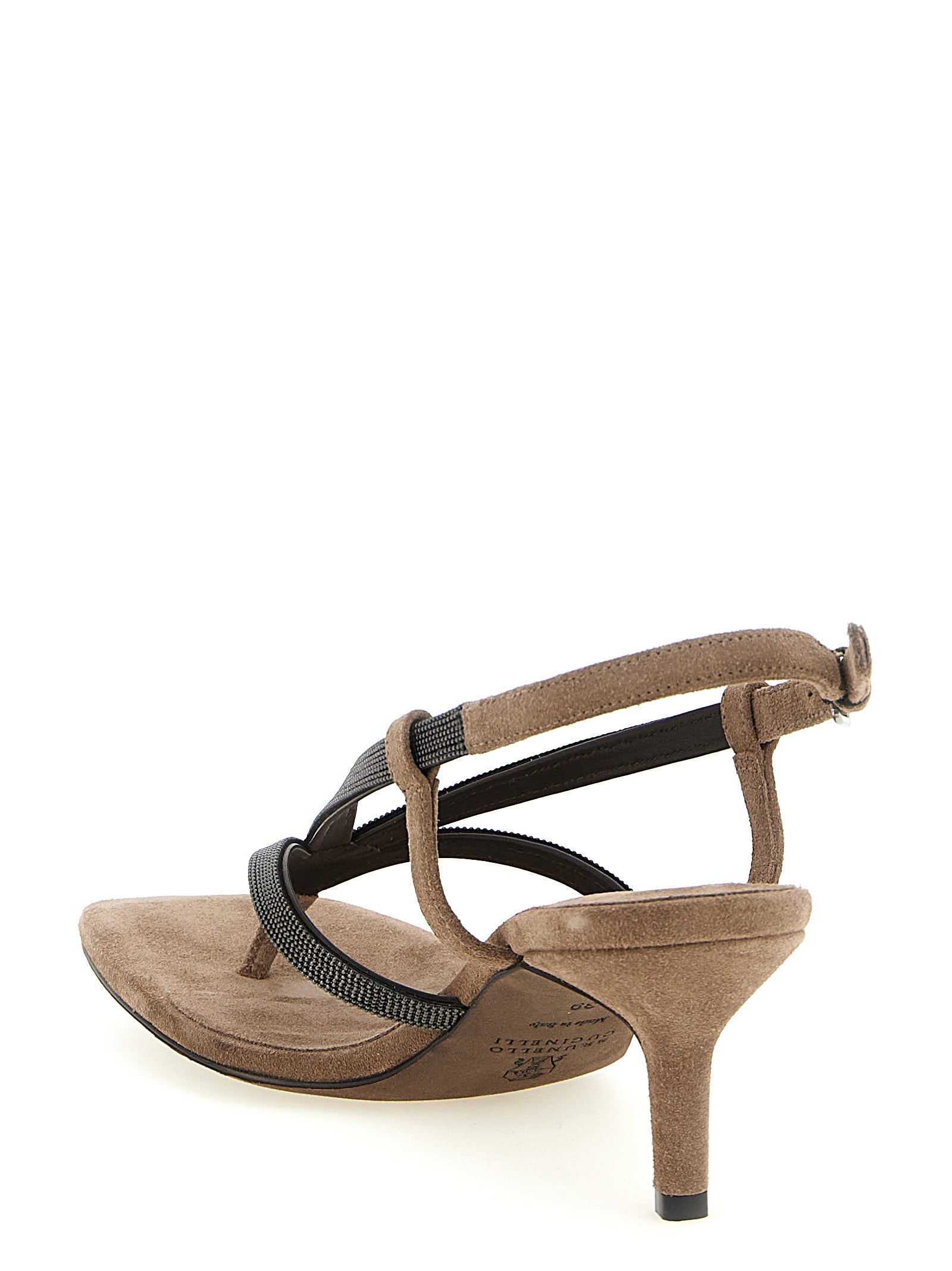 Brunello Cucinelli Beige Lamb Leather Flat Sandals Brunello Cucinelli