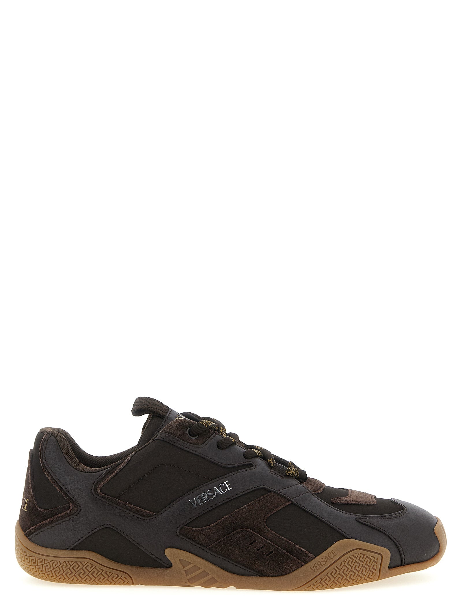 Versace Brown Calfskin Athletic Sneakers Versace