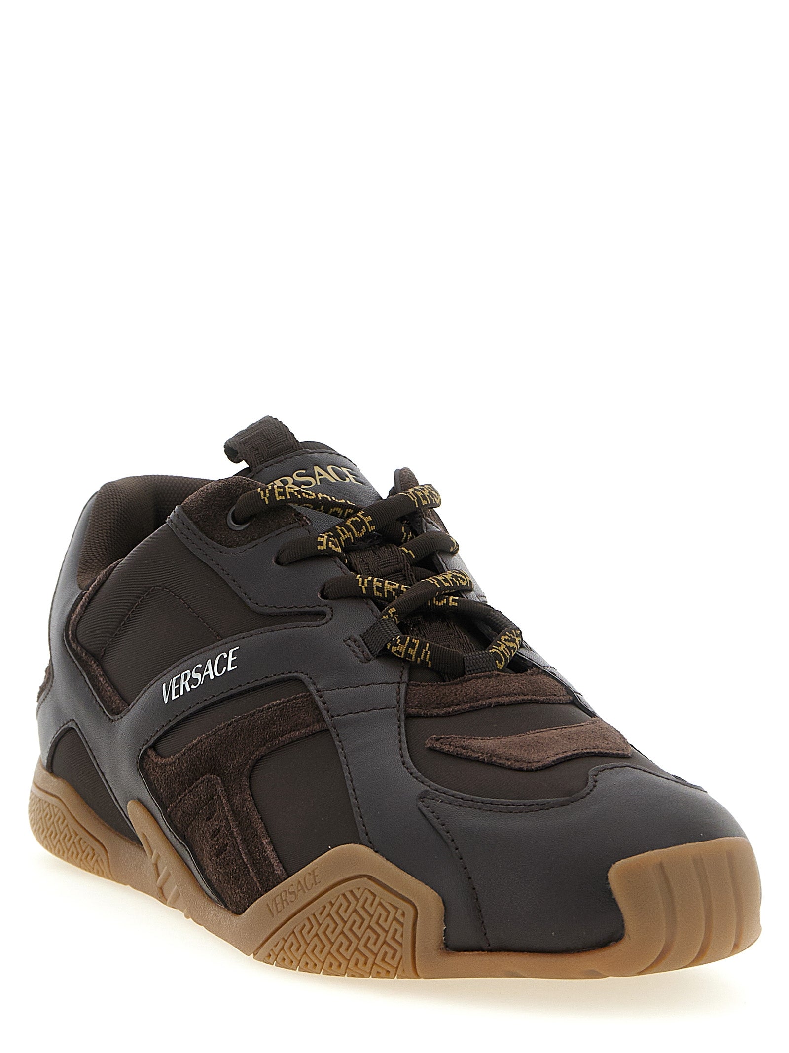 Versace Brown Calfskin Athletic Sneakers Versace