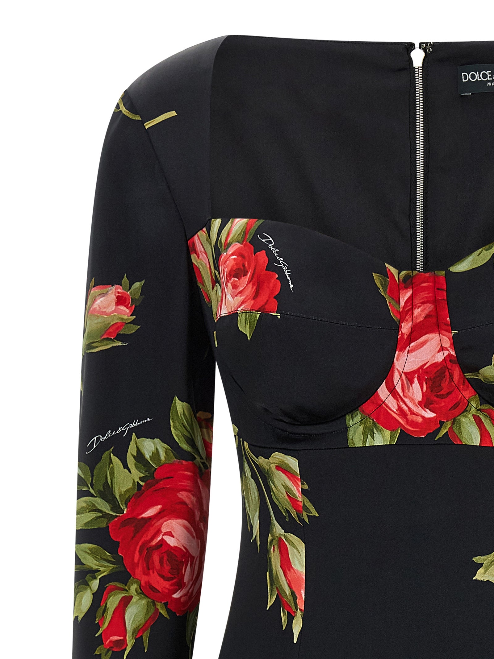 Dolce & Gabbana Black Viscose Midi Dress Dolce & Gabbana