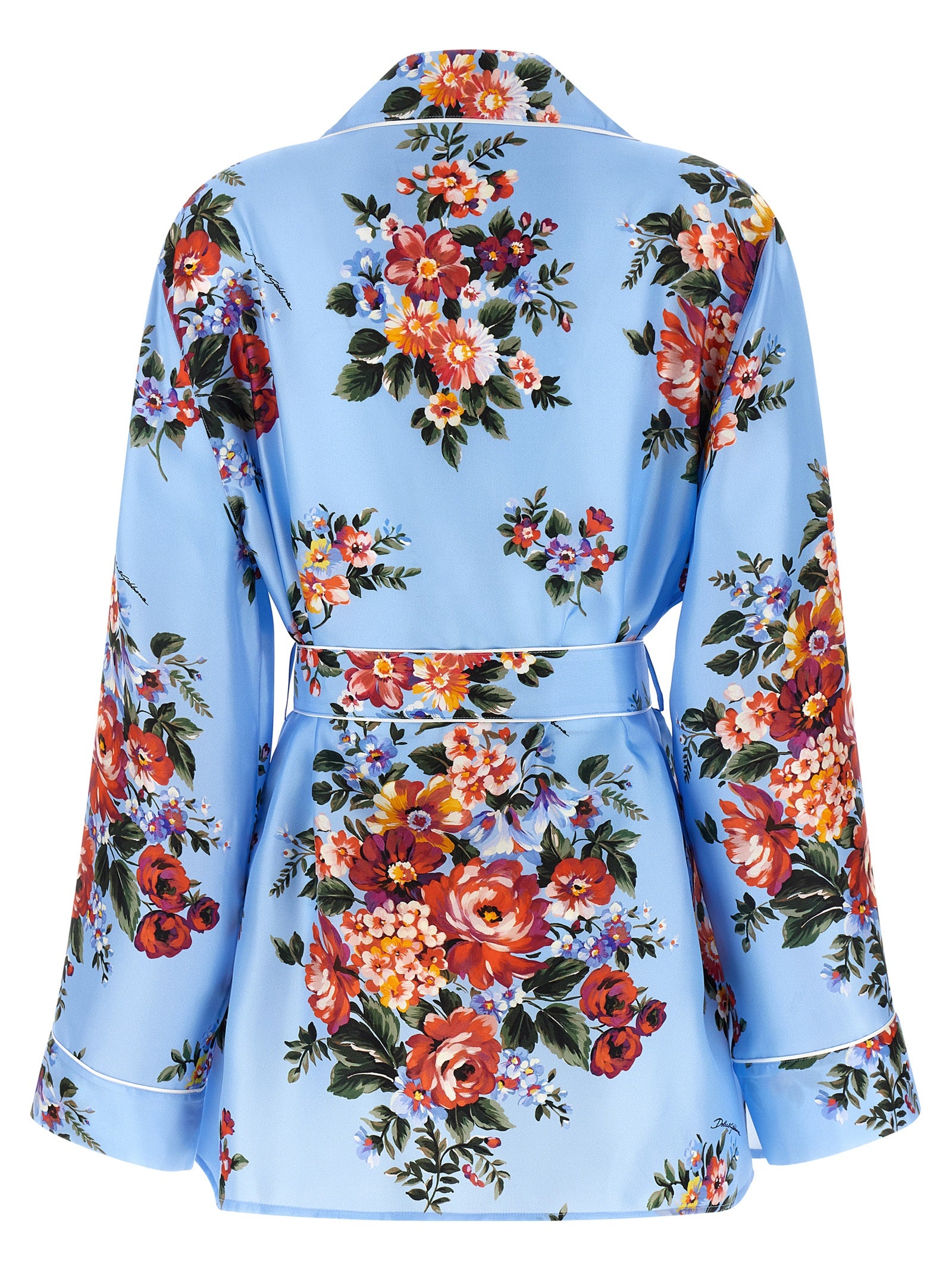Dolce & Gabbana Blue Silk Blouse Dolce & Gabbana