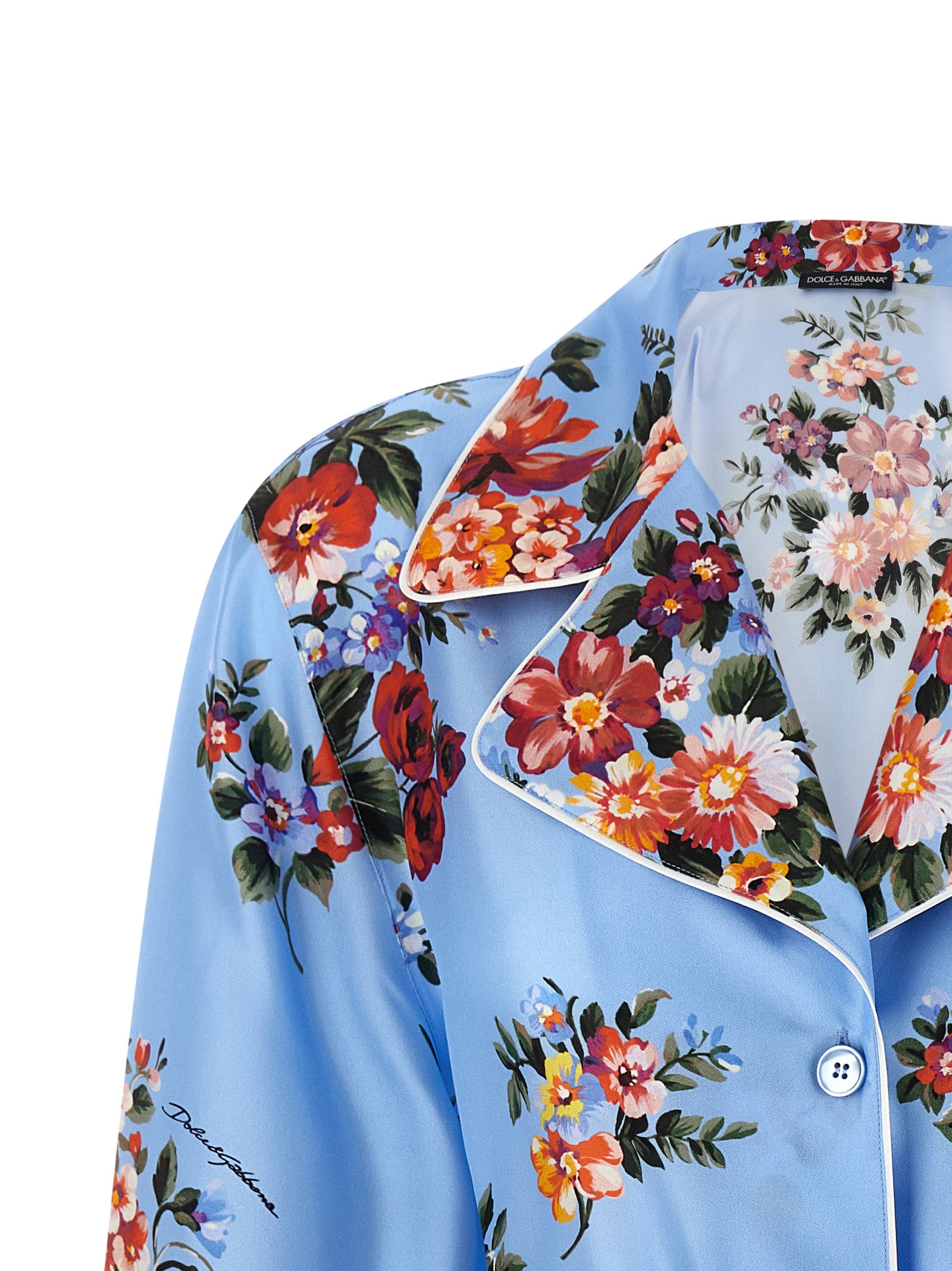 Dolce & Gabbana Blue Silk Blouse Dolce & Gabbana