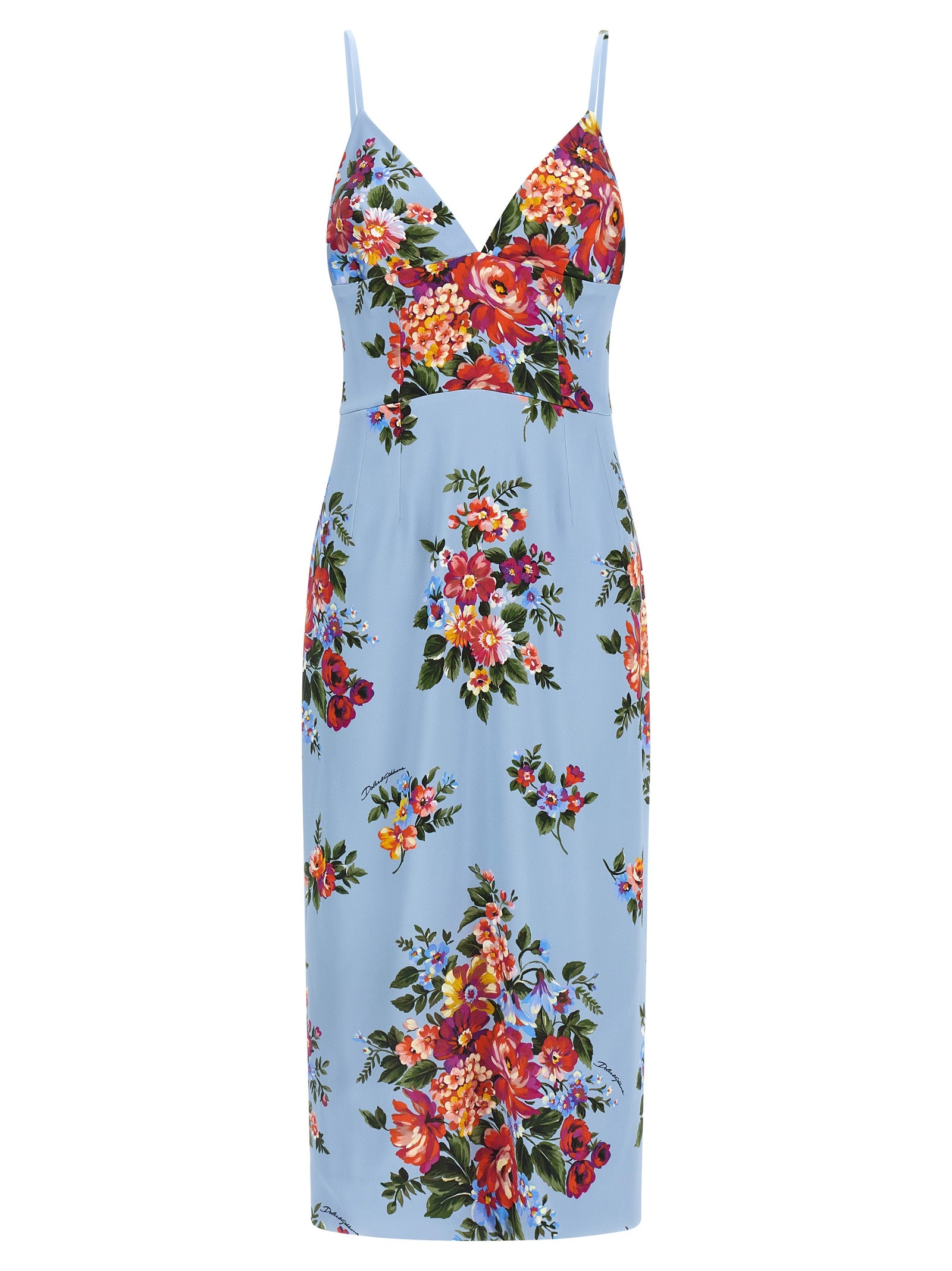 Dolce & Gabbana Blue Viscose Midi Dress Dolce & Gabbana