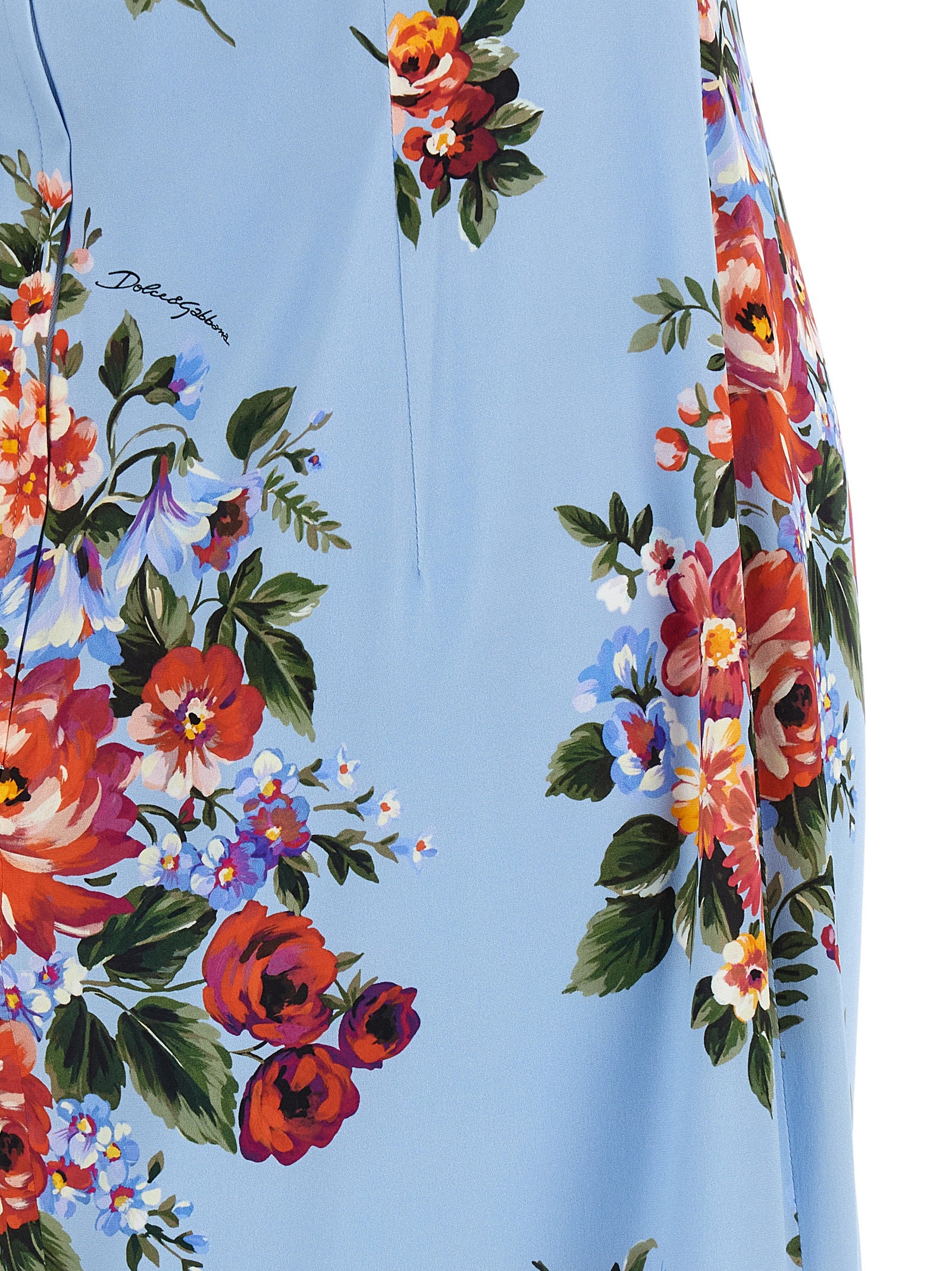 Dolce & Gabbana Blue Silk Midi Dress Dolce & Gabbana
