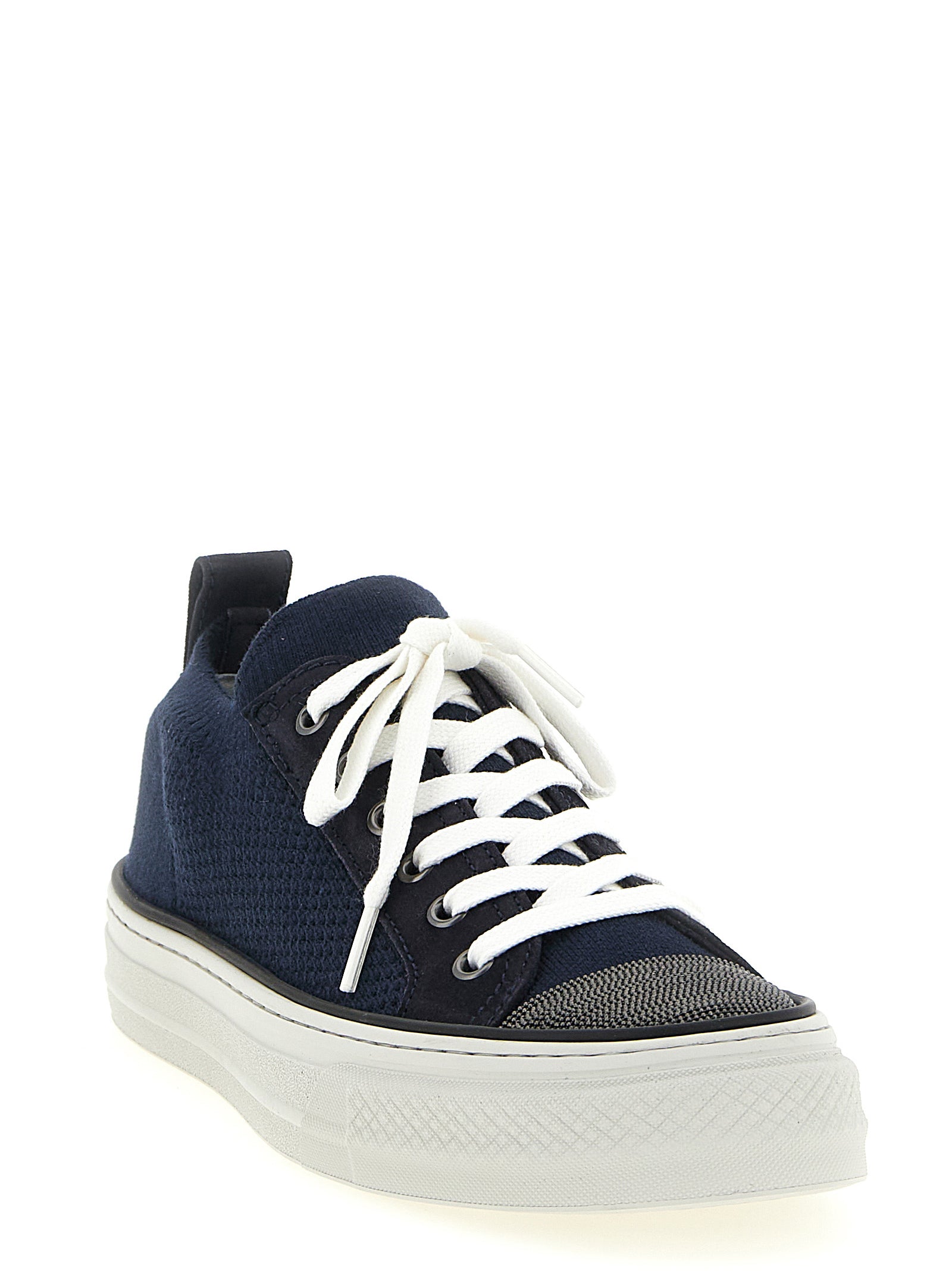 Brunello Cucinelli Blue Cotton Low Top Sneakers Brunello Cucinelli