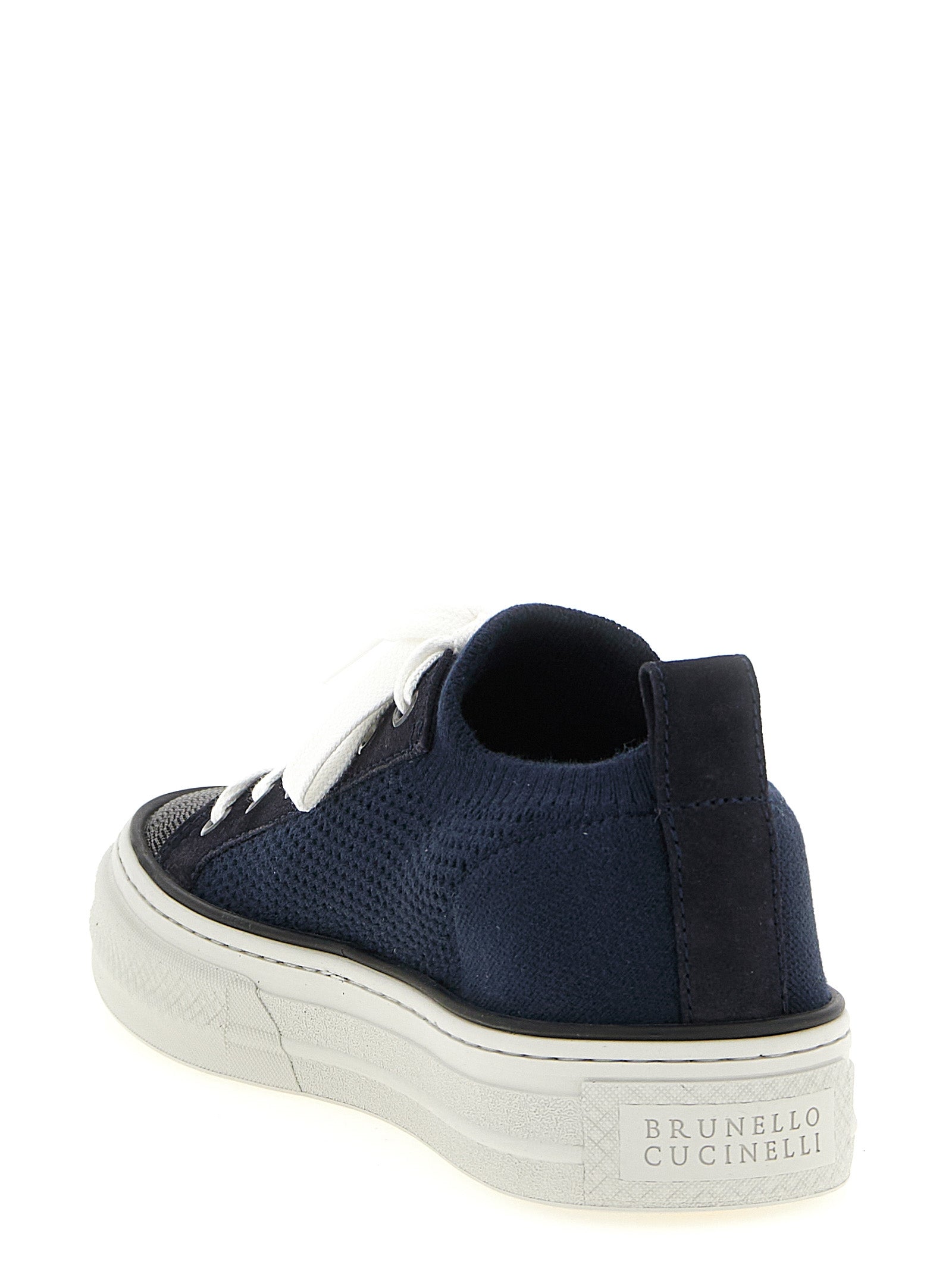 Brunello Cucinelli Blue Cotton Low Top Sneakers Brunello Cucinelli