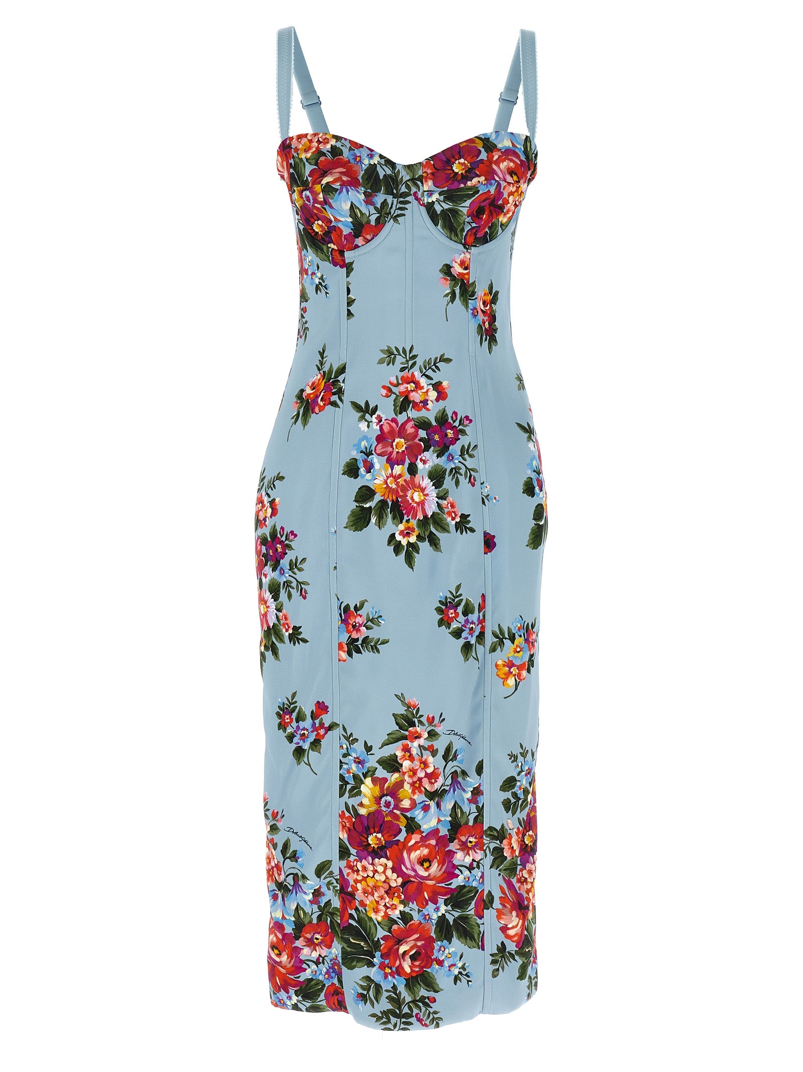Dolce & Gabbana Blue Viscose Midi Dress Dolce & Gabbana