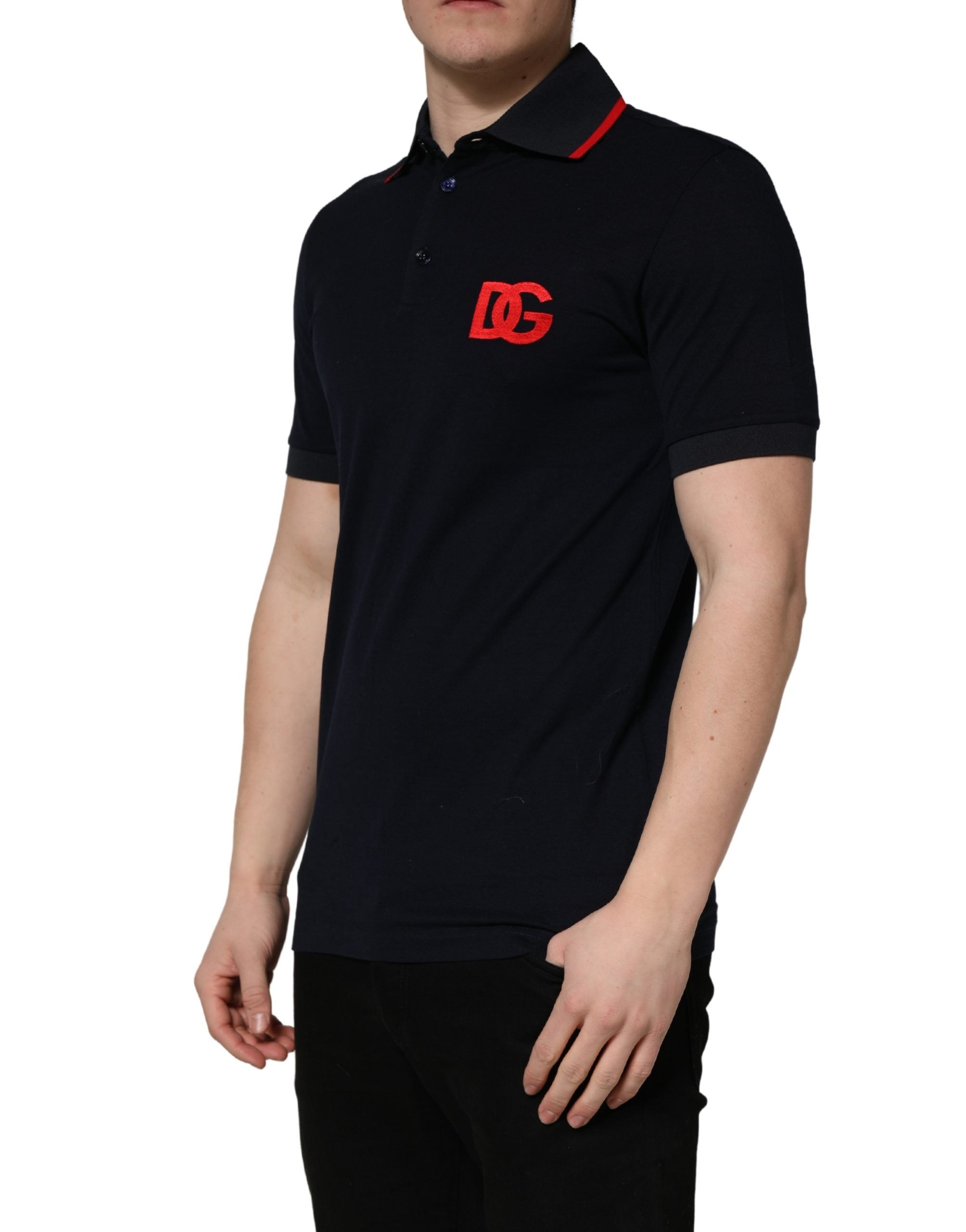 Dolce & Gabbana Black DG Logo Print Short Sleeve Polo T-shirt Dolce & Gabbana