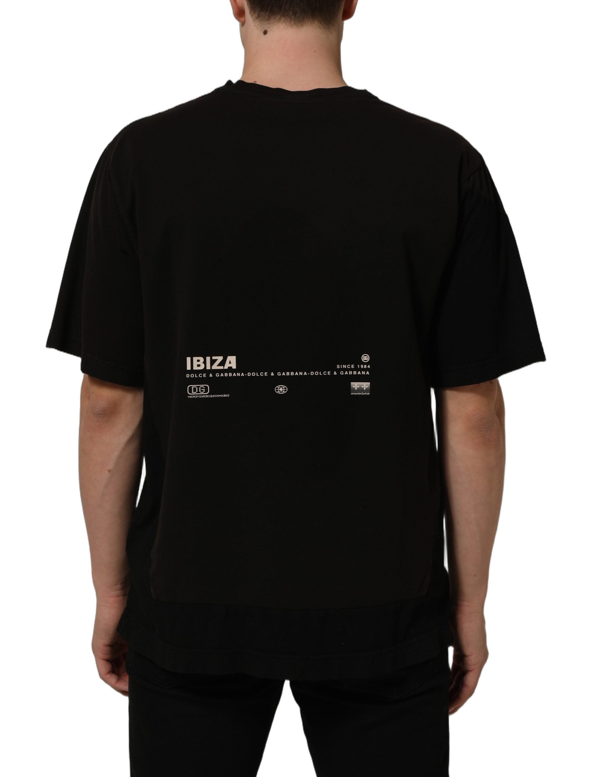 Dolce & Gabbana Black Tropical "IBIZA" Men Crew Neck T-shirt Dolce & Gabbana
