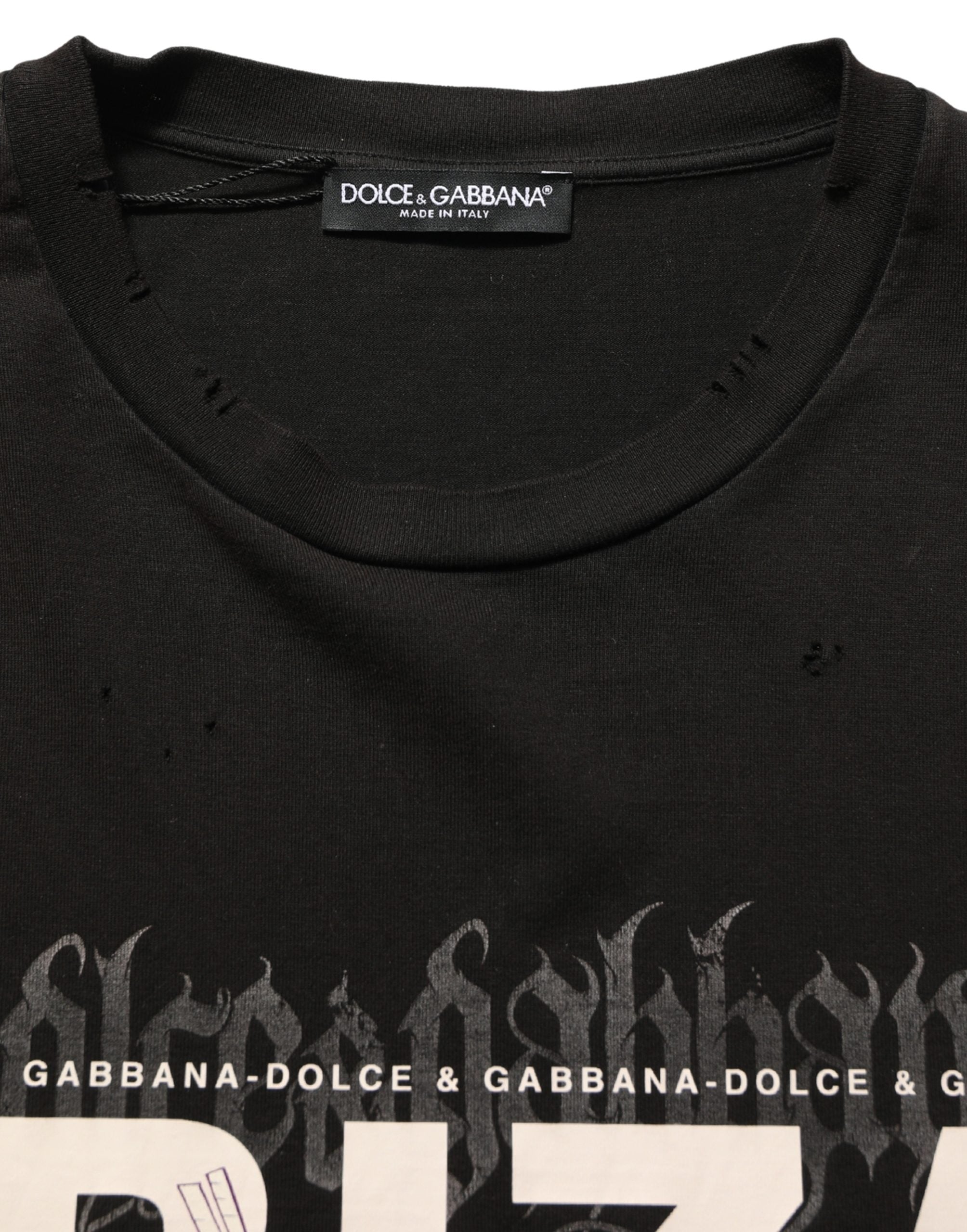 Dolce & Gabbana Black Tropical "IBIZA" Men Crew Neck T-shirt Dolce & Gabbana