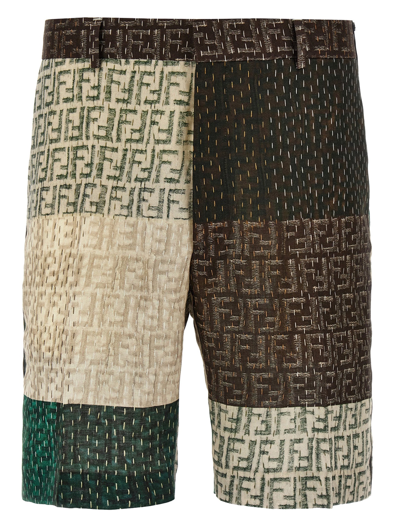 Fendi Multicolor Linen Bermuda Shorts Fendi