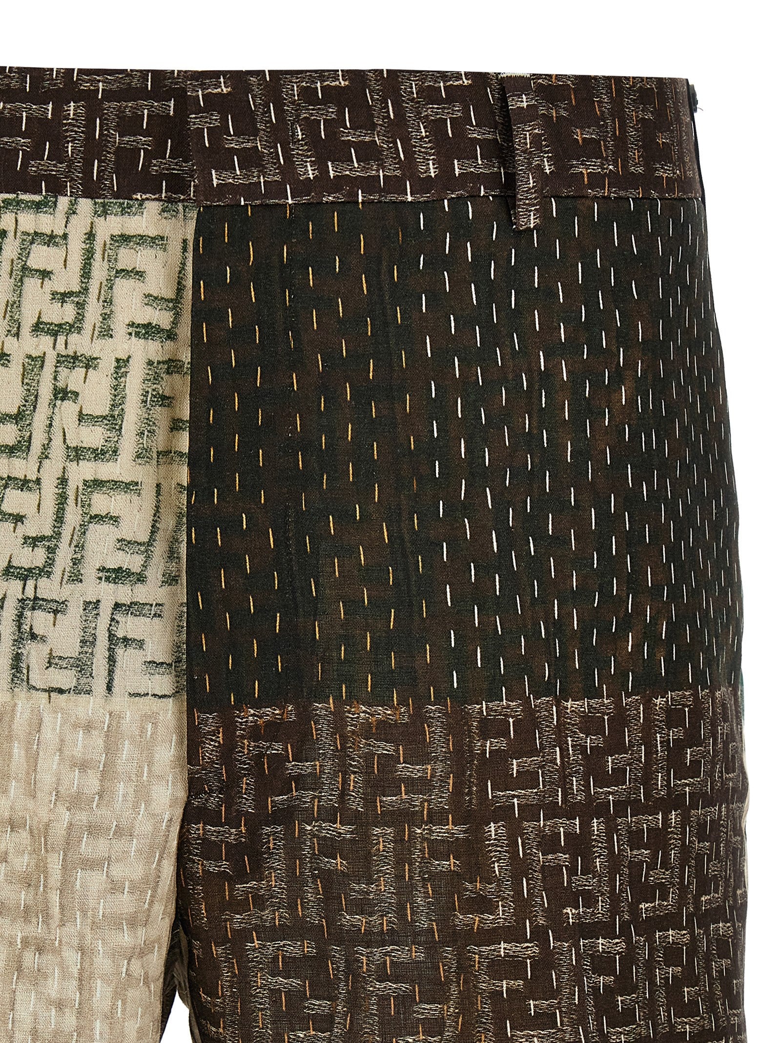 Fendi Multicolor Linen Bermuda Shorts Fendi